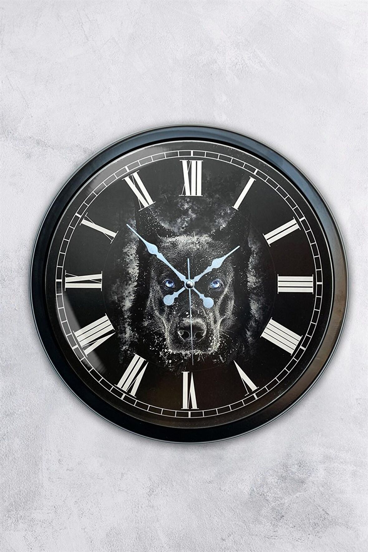 40 Cm Siyah Metal Köpek Duvar Saati