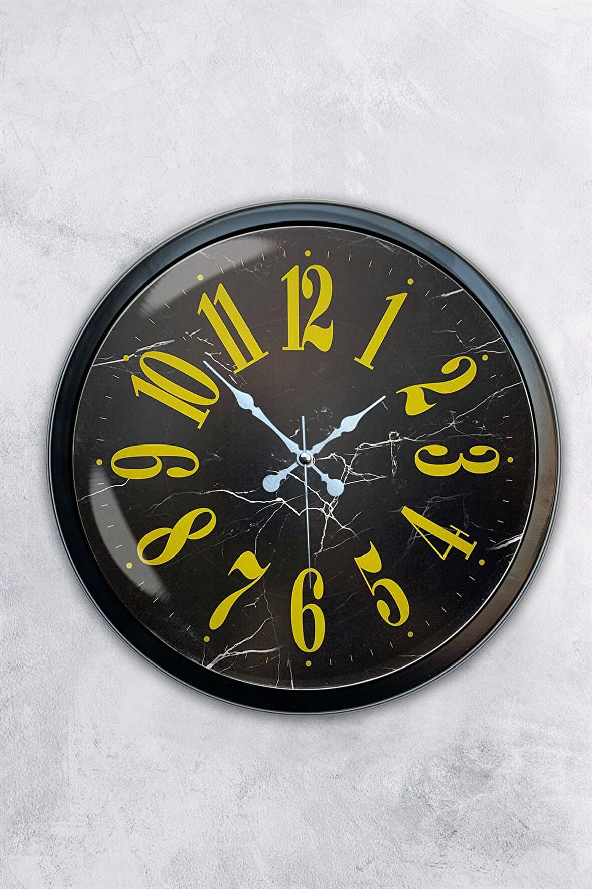 40 Cm Siyah Metal Klasik Sarı Duvar Saati