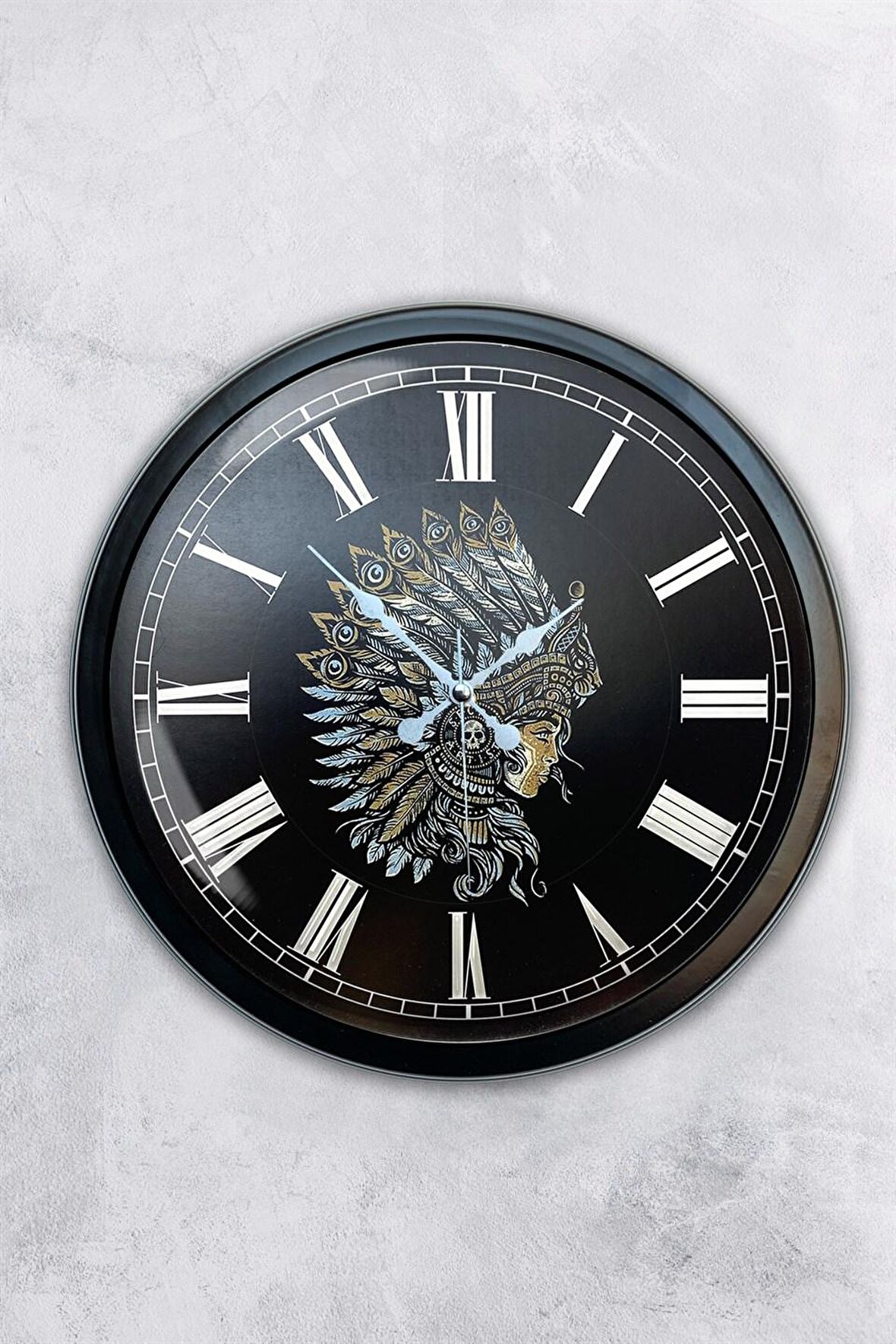 40 Cm Siyah Metal Kızıldereli Duvar Saati