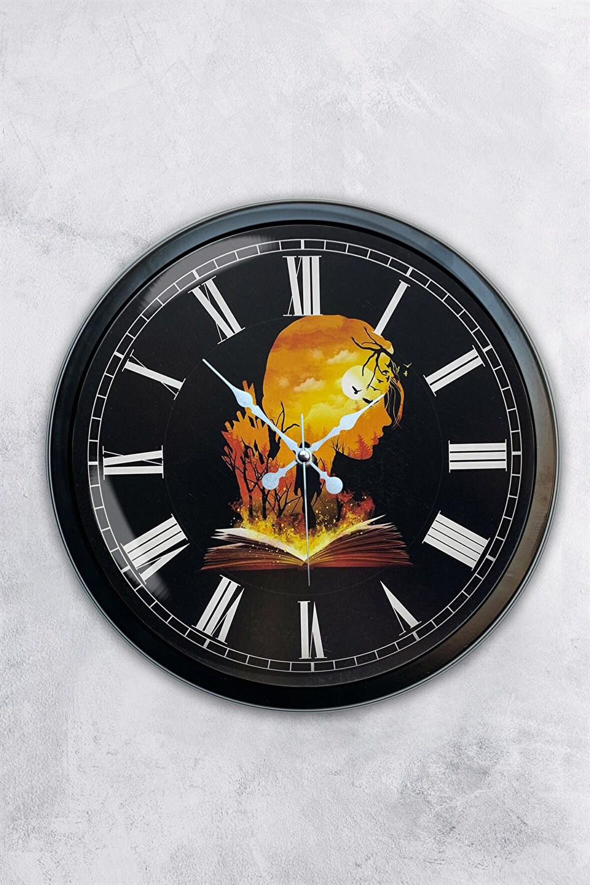 40 Cm Siyah Metal Kitap - İnsan Duvar Saati
