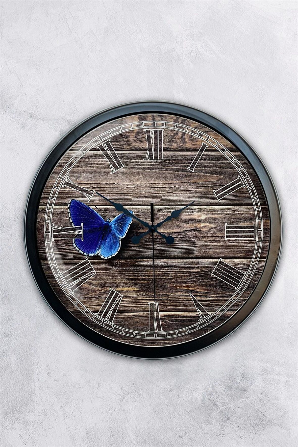 40 Cm Siyah Metal Kelebek Duvar Saati