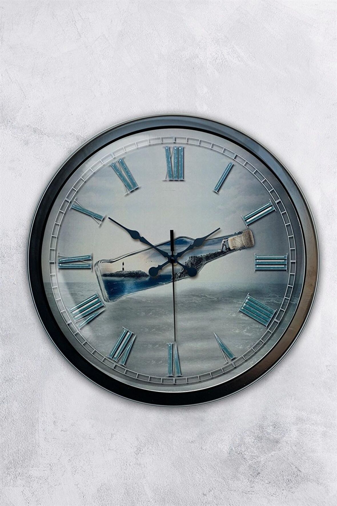 40 Cm Siyah Metal Kayıp Duvar Saati