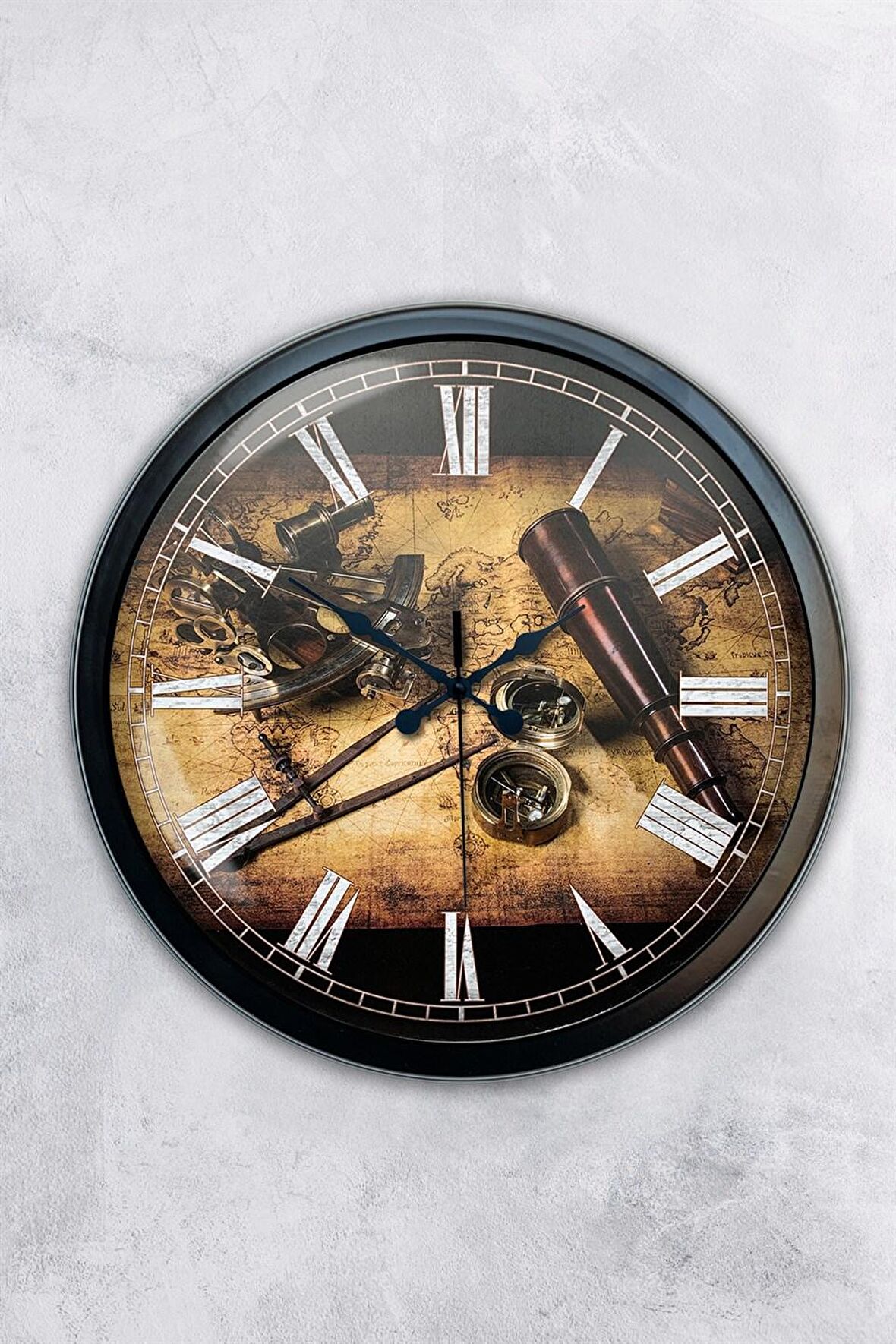 40 Cm Siyah Metal Kaşif Duvar Saati