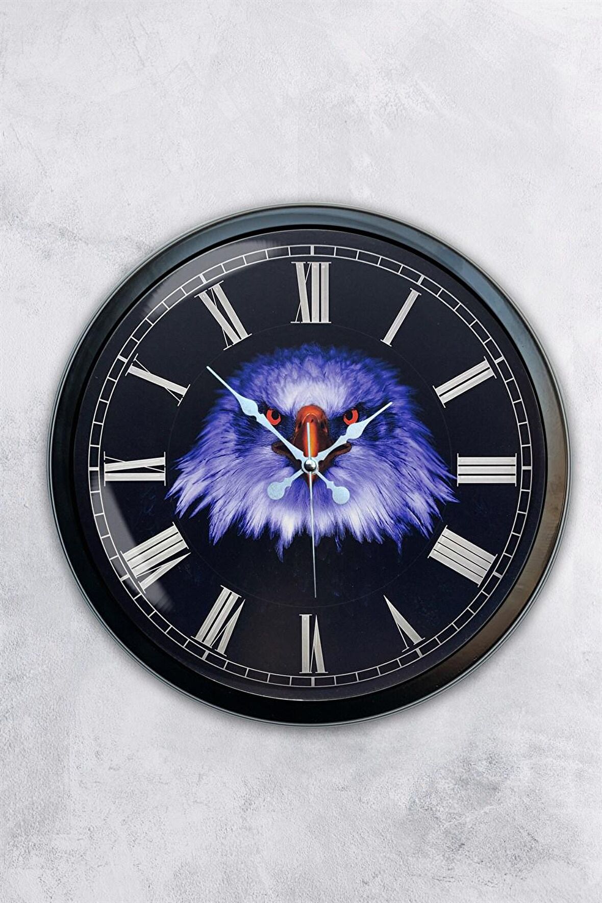 40 Cm Siyah Metal Kartal Duvar Saati