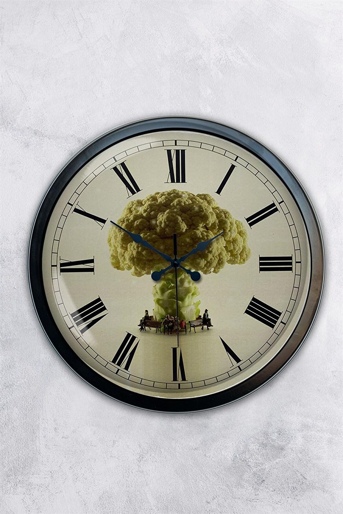 40 Cm Siyah Metal Karnabahar Duvar Saati