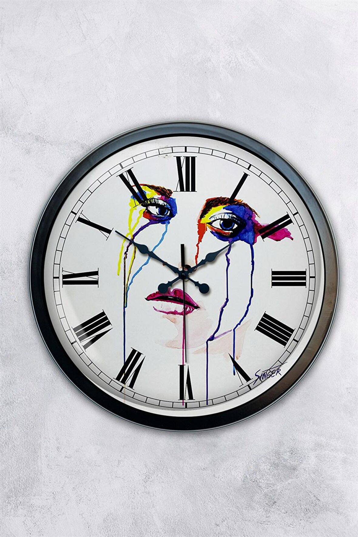 40 Cm Siyah Metal Karakter Duvar Saati