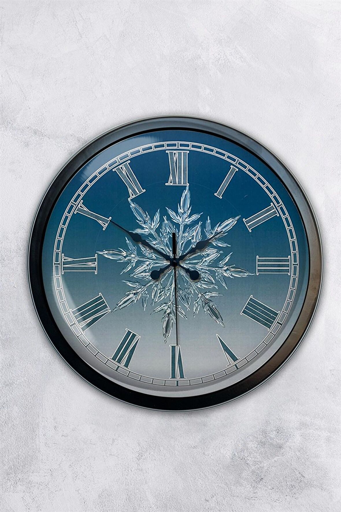 40 Cm Siyah Metal Kar Tanesi Duvar Saati