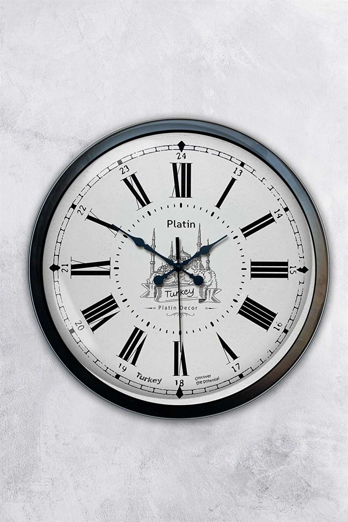 40 Cm Siyah Metal İstanbul Duvar Saati