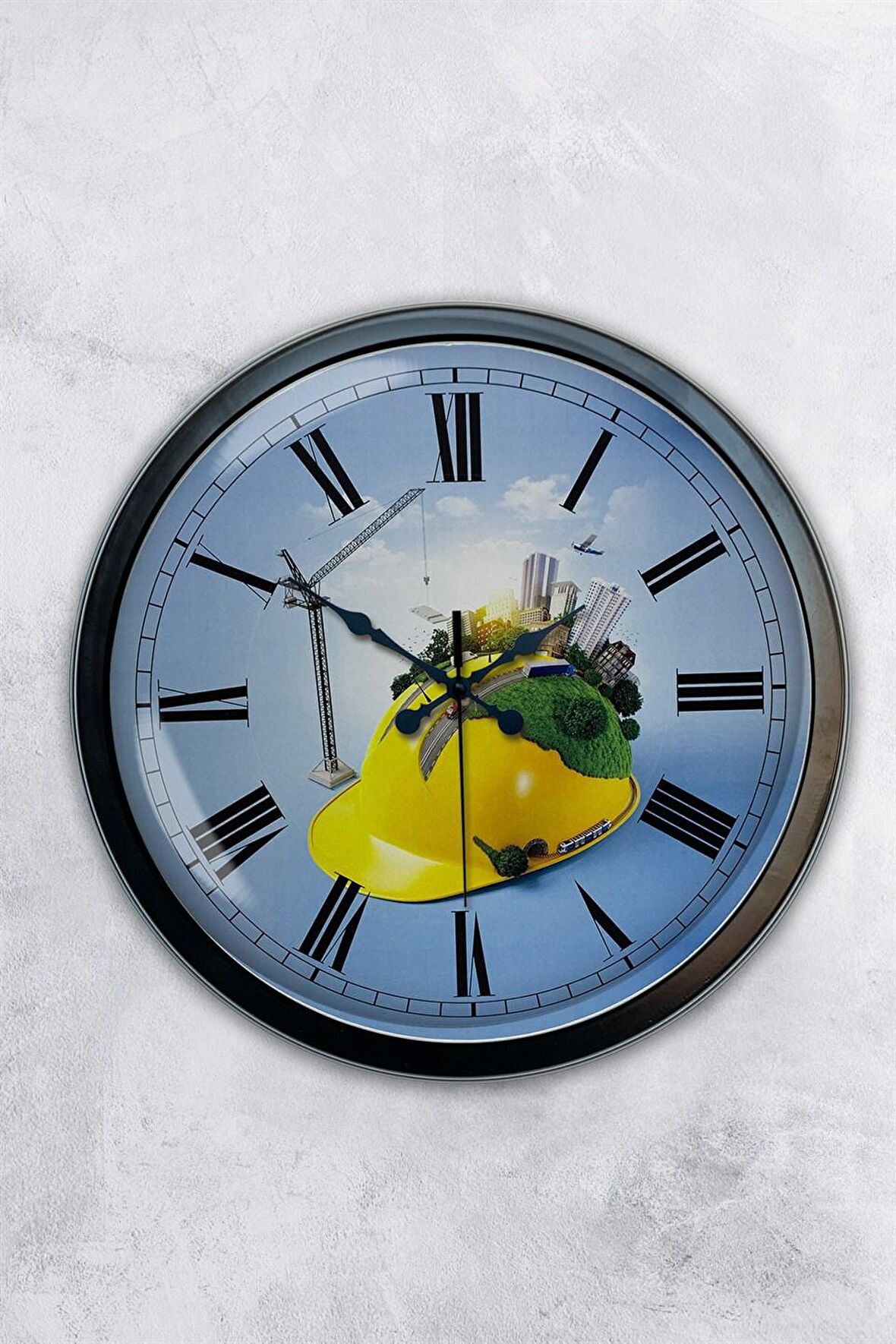 40 Cm Siyah Metal İnşaat Sektörü Duvar Saati