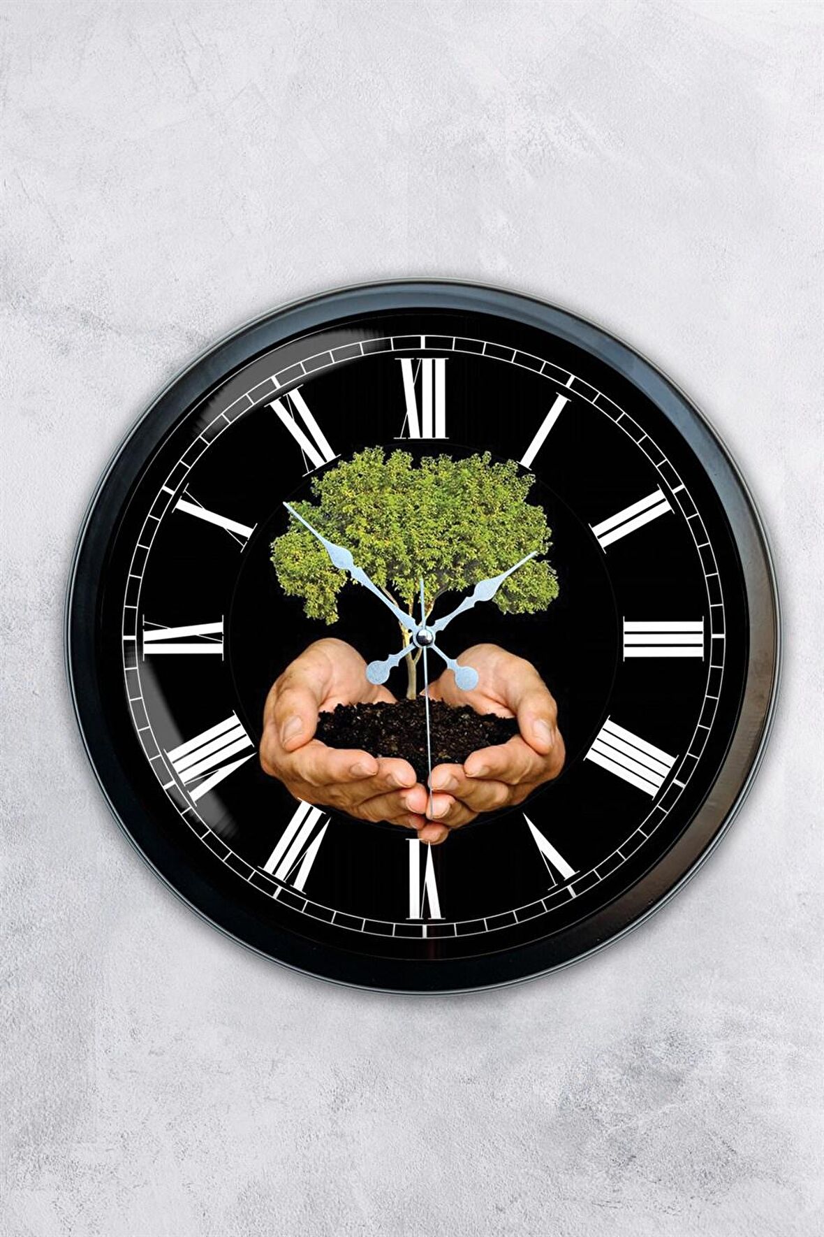 40 Cm Siyah Metal İklim Temalı Duvar Saati