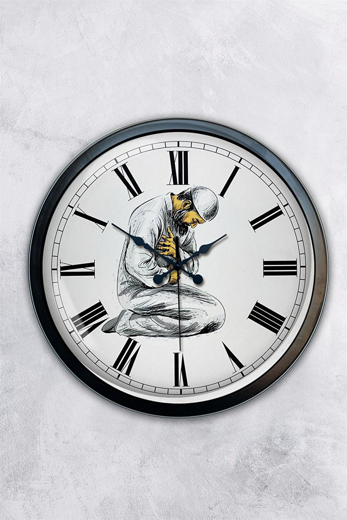 40 Cm Siyah Metal İbadet Duvar Saati