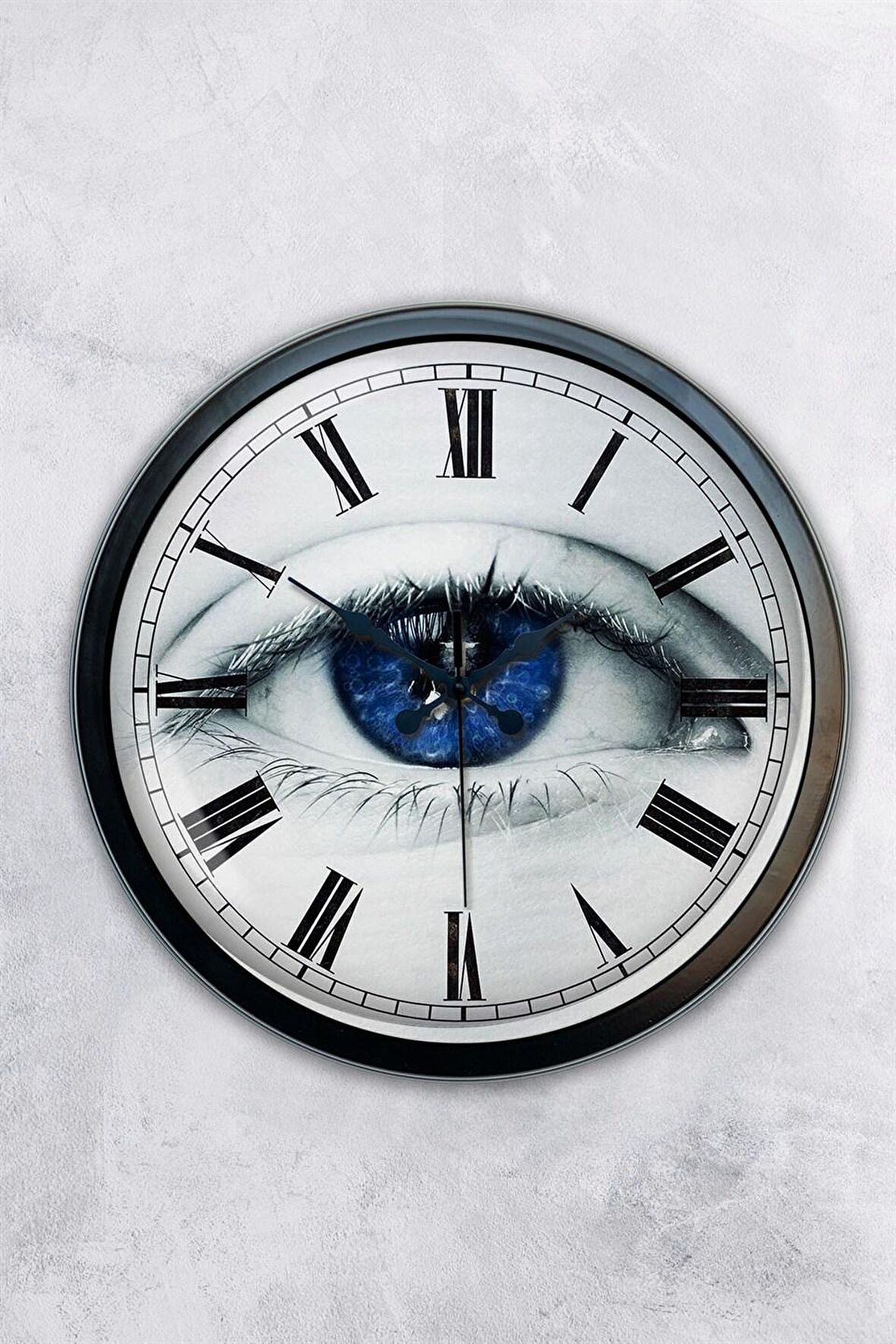 40 Cm Siyah Metal Göz Duvar Saati