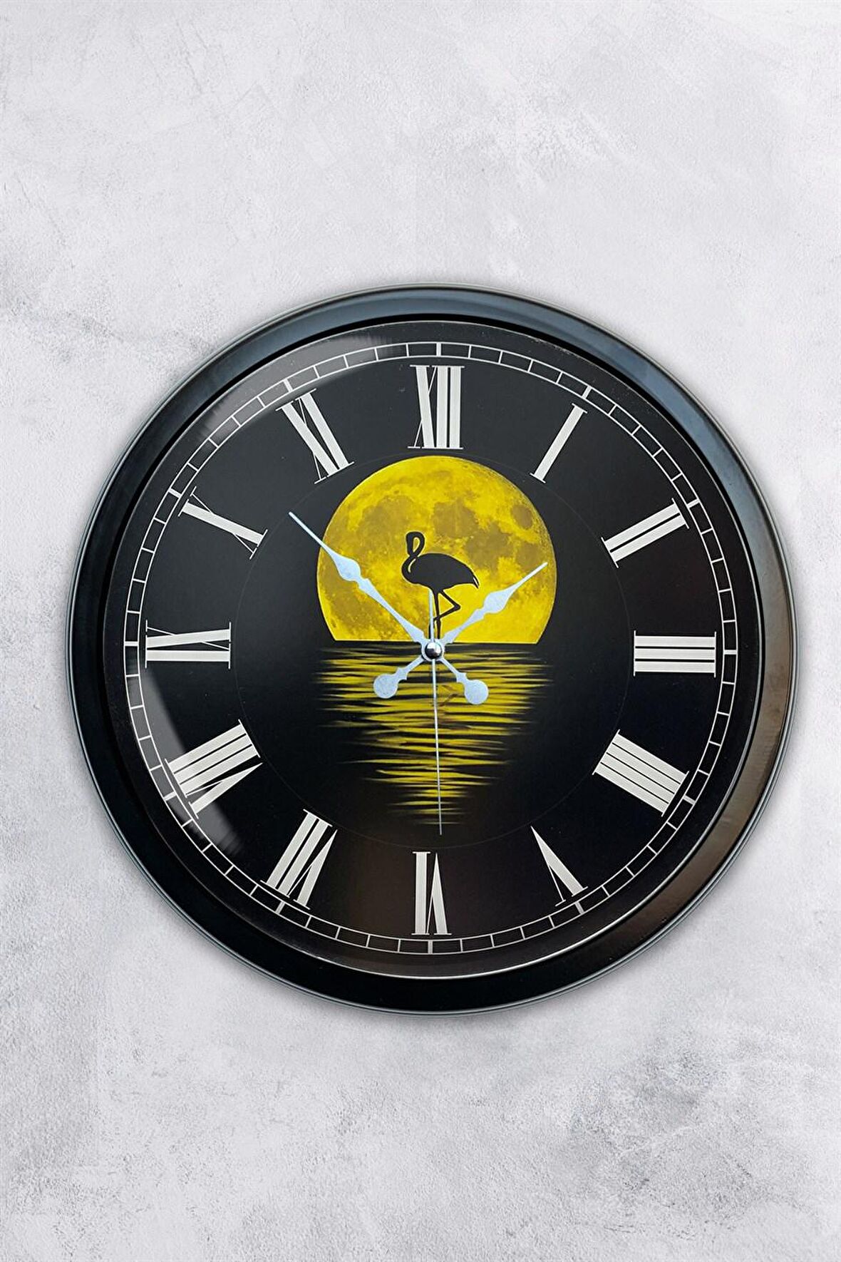 40 Cm Siyah Metal Gece Duvar Saati