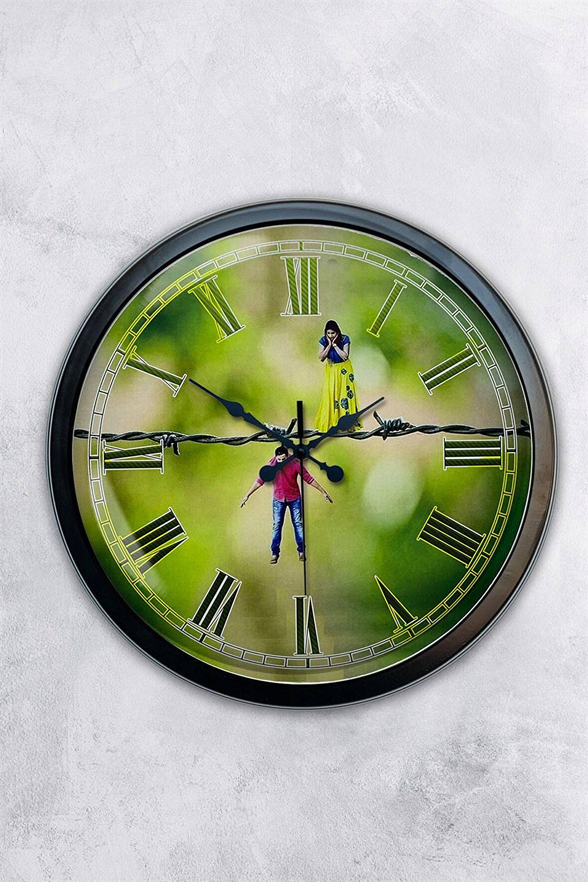 40 Cm Siyah Metal Funny Duvar Saati