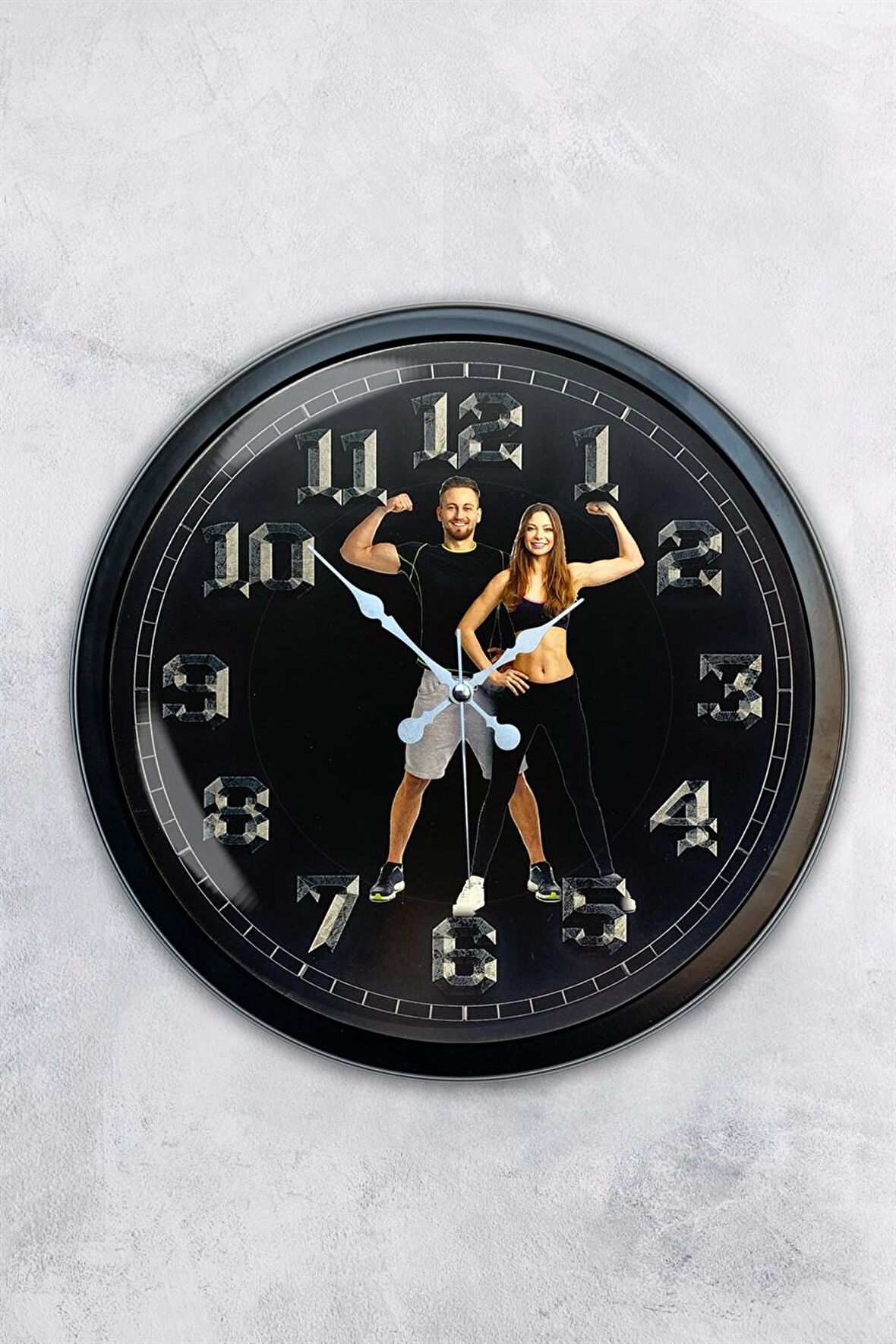 40 Cm Siyah Metal Fitness Duvar Saati