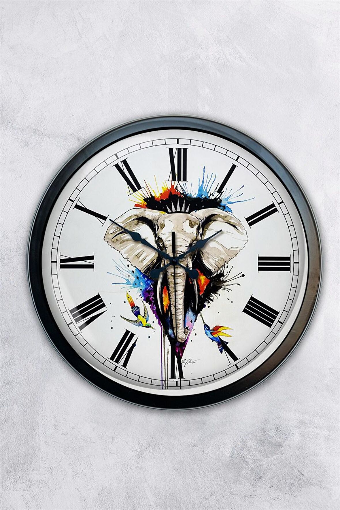 40 Cm Siyah Metal Fil Duvar Saati