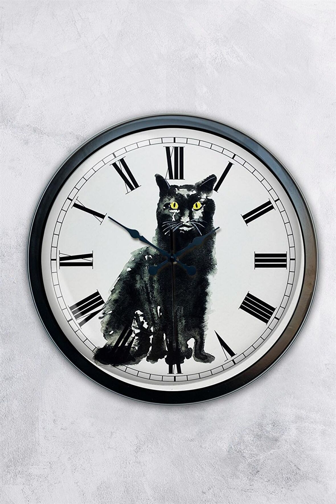 40 Cm Siyah Metal Figür Duvar Saati