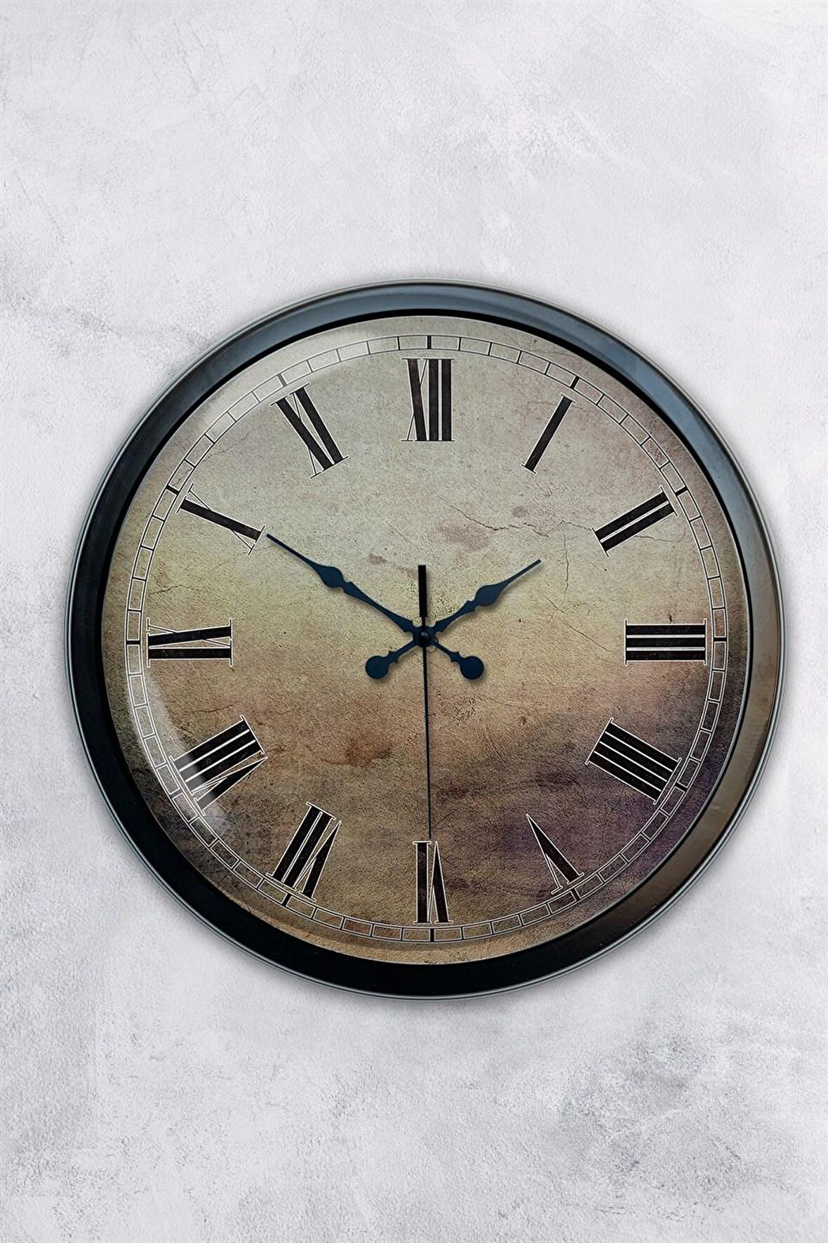 40 Cm Siyah Metal Eskitme Duvar Saati