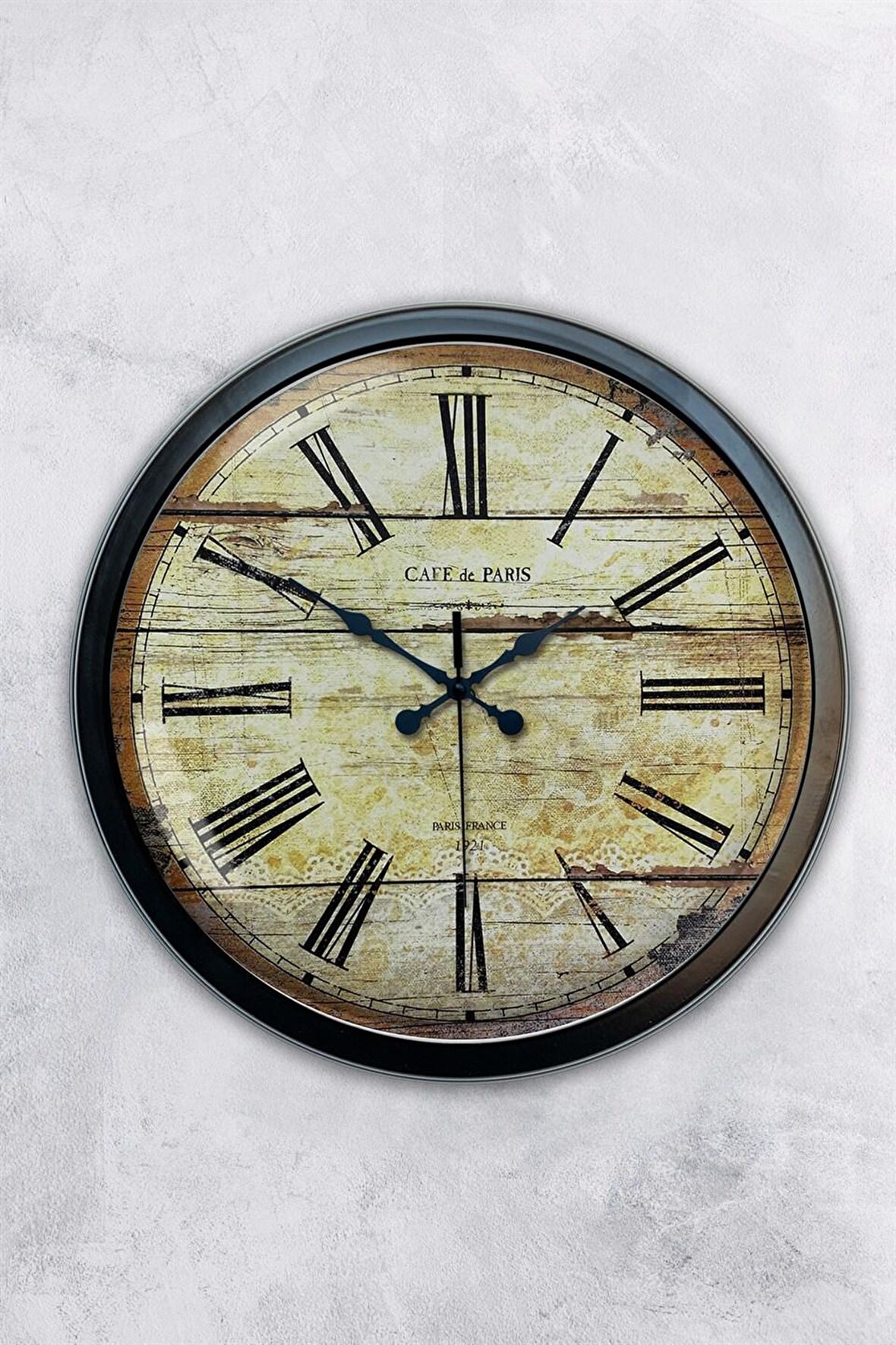 40 Cm Siyah Metal Eskitme Duvar Saati