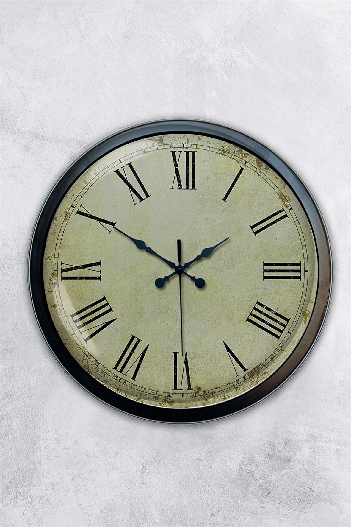 40 Cm Siyah Metal Eskitme Duvar Saati