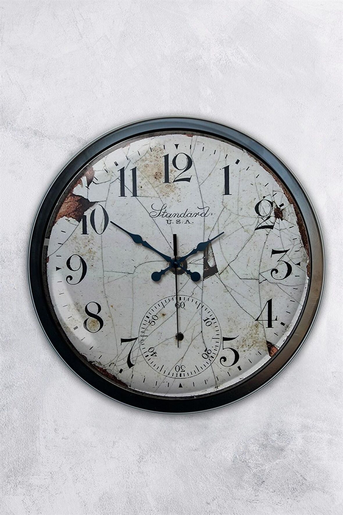 40 Cm Siyah Metal Eskitme Duvar Saati