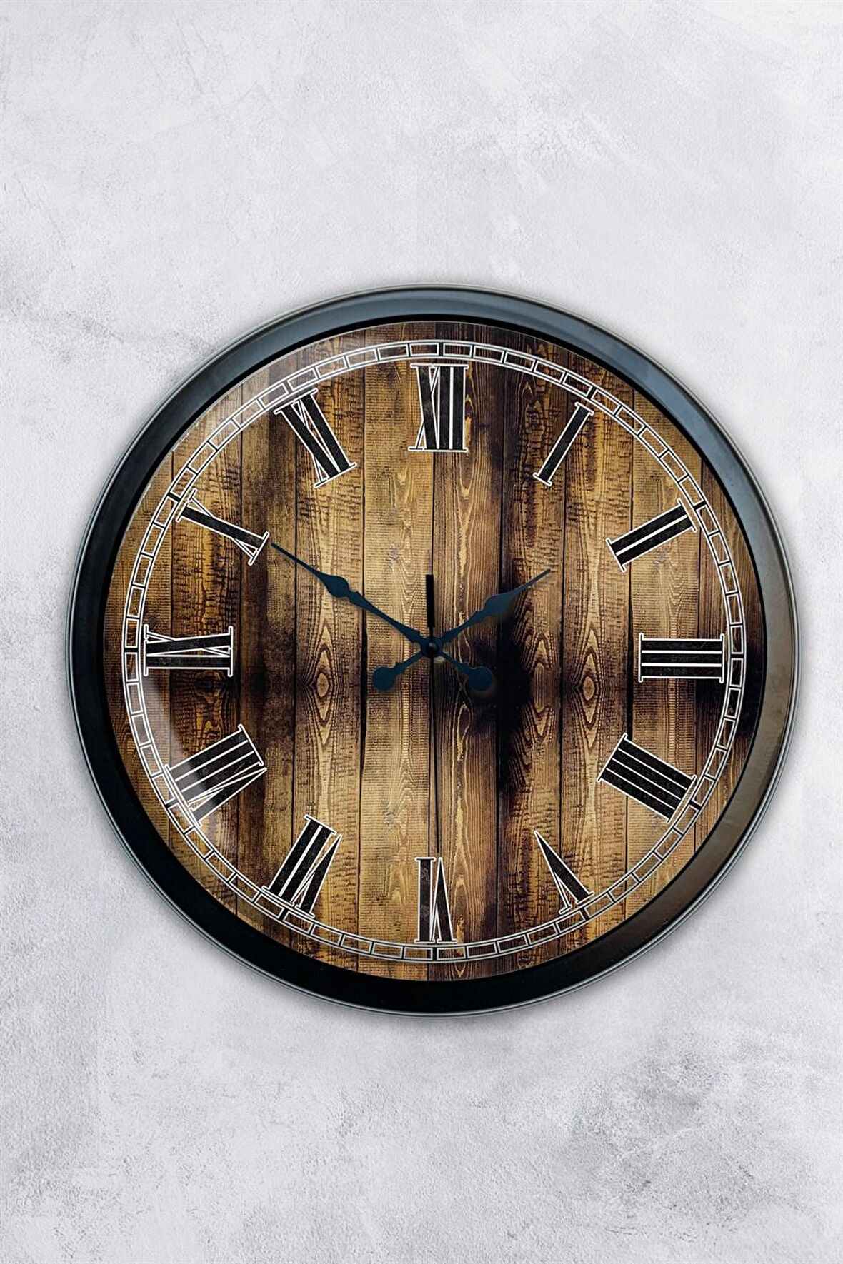 40 Cm Siyah Metal Eskitme Duvar Saati