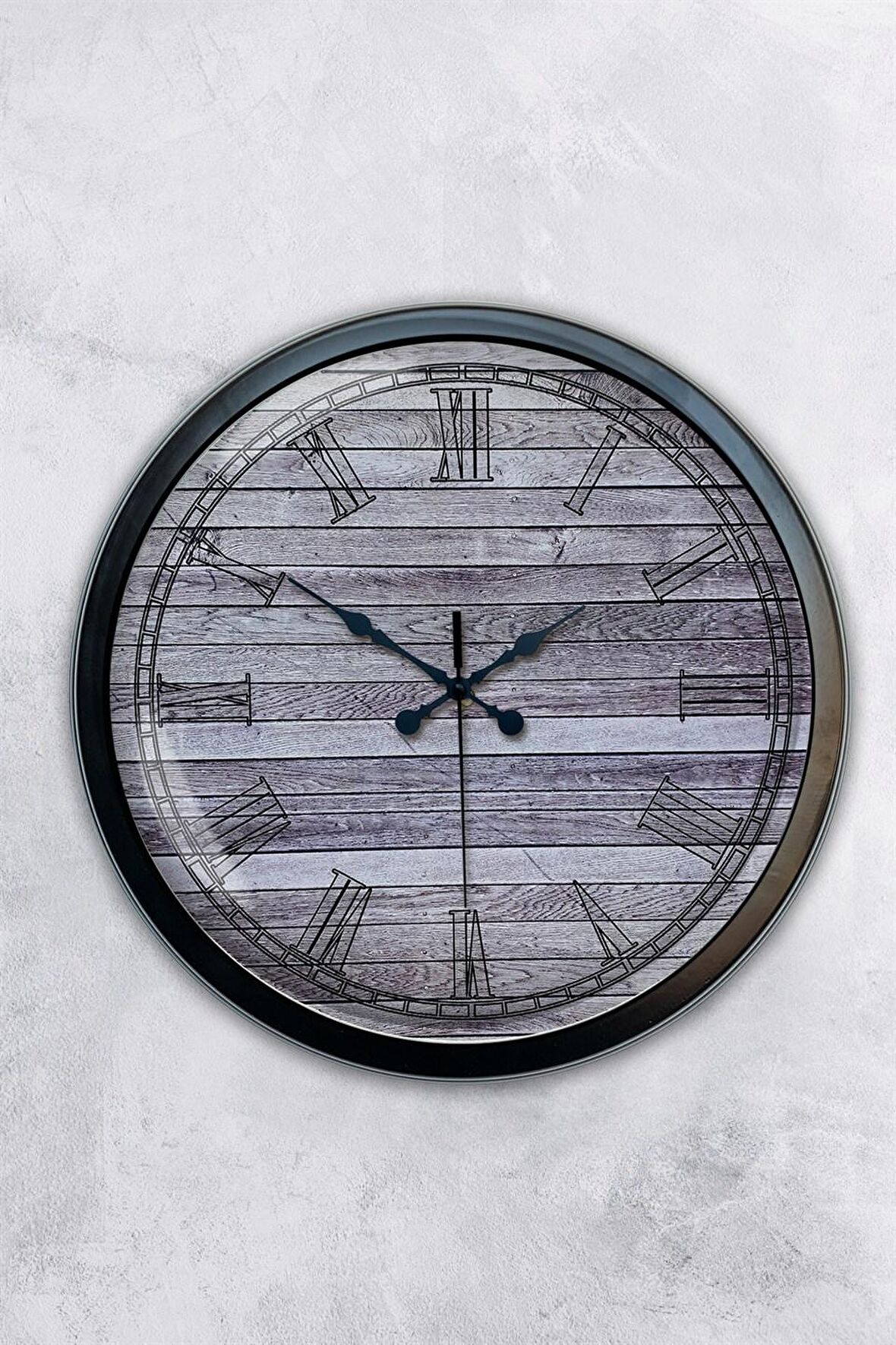 40 Cm Siyah Metal Eskitme Duvar Saati