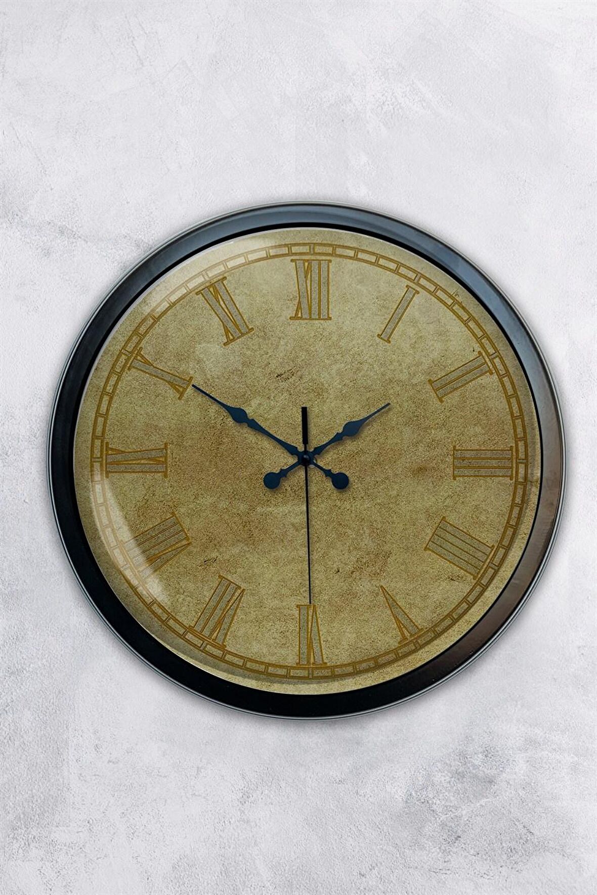 40 Cm Siyah Metal Eskitme Duvar Saati