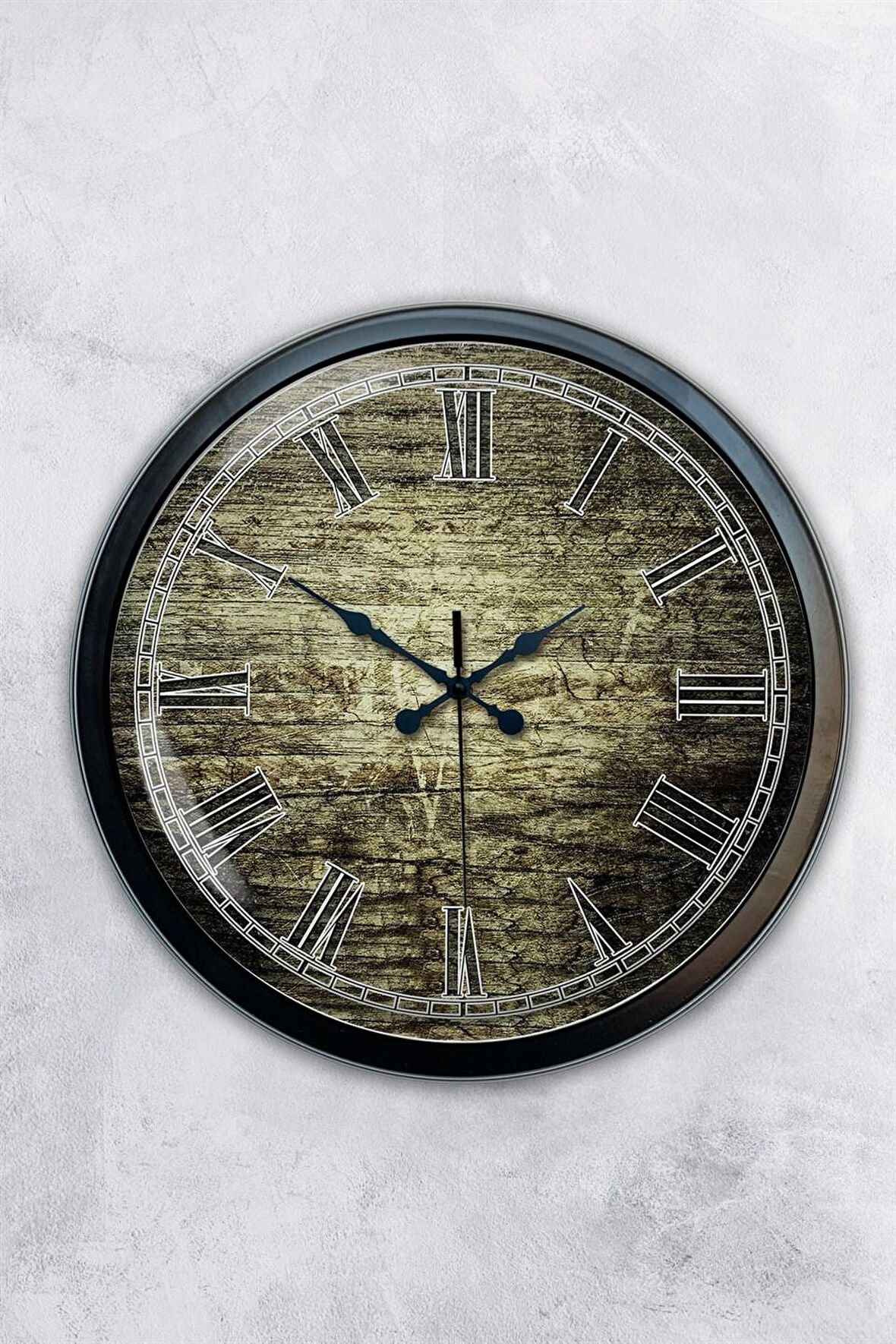 40 Cm Siyah Metal Eskitme Duvar Saati