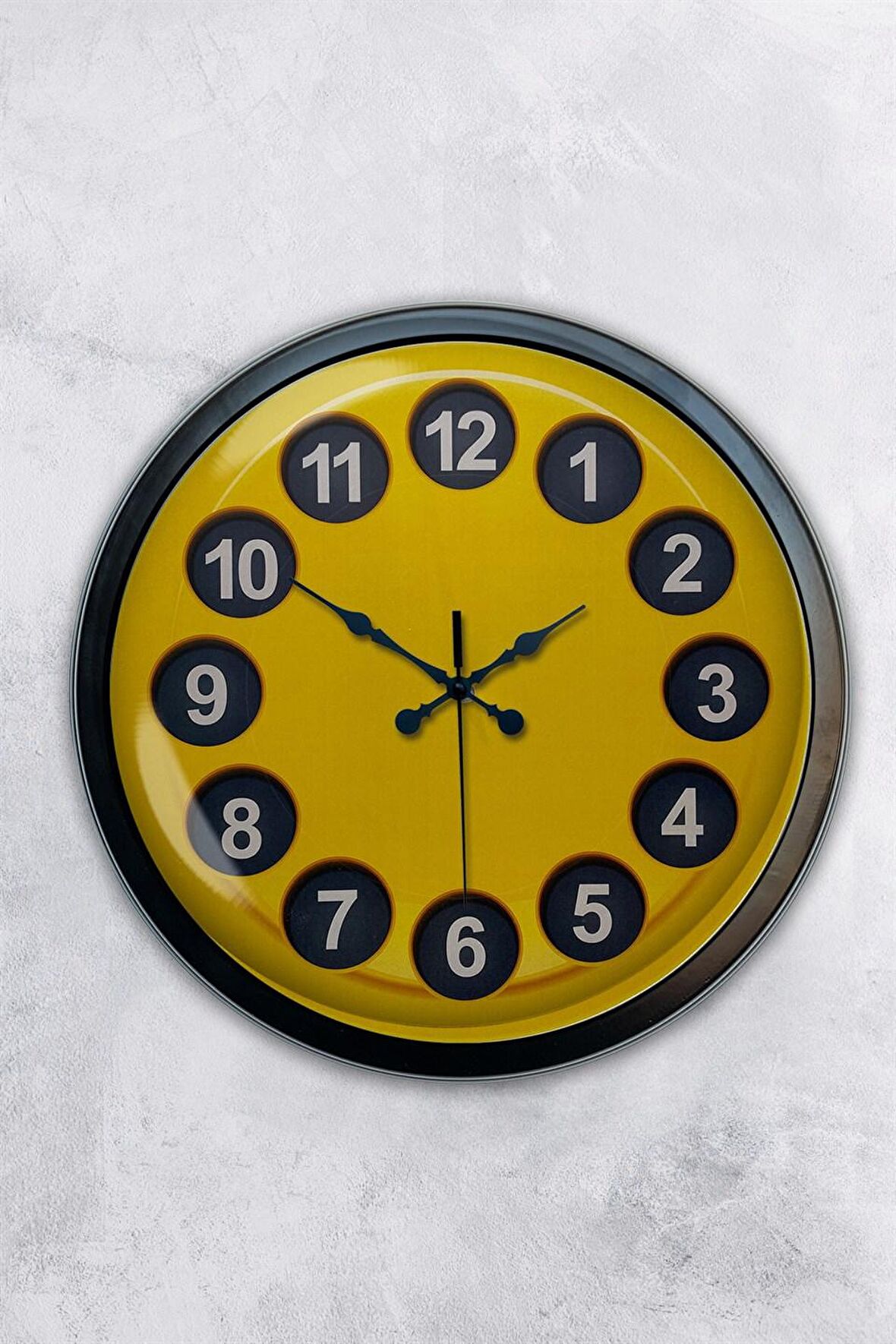 40 Cm Siyah Metal Eski Telefon Duvar Saati