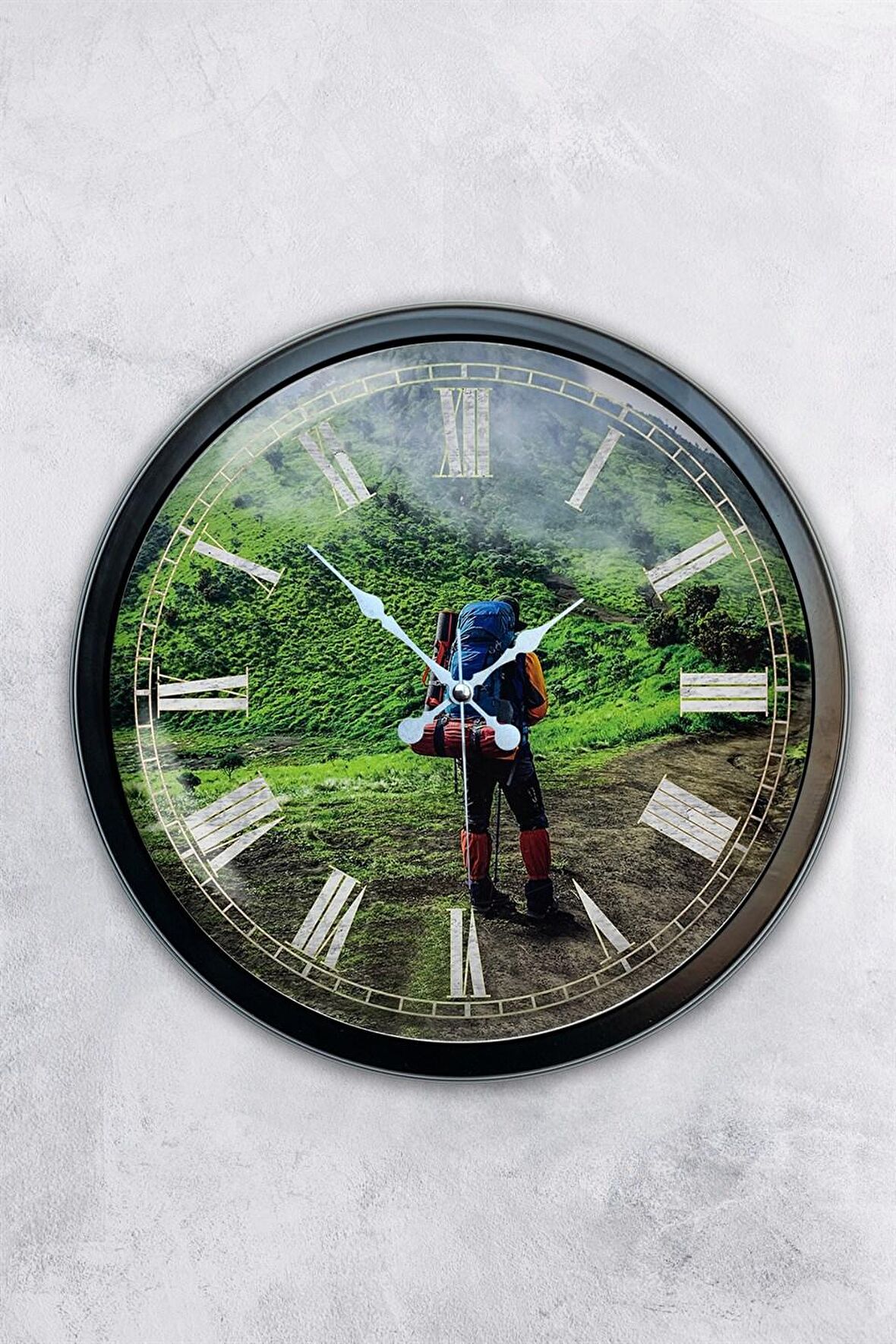 40 Cm Siyah Metal Doğa Duvar Saati