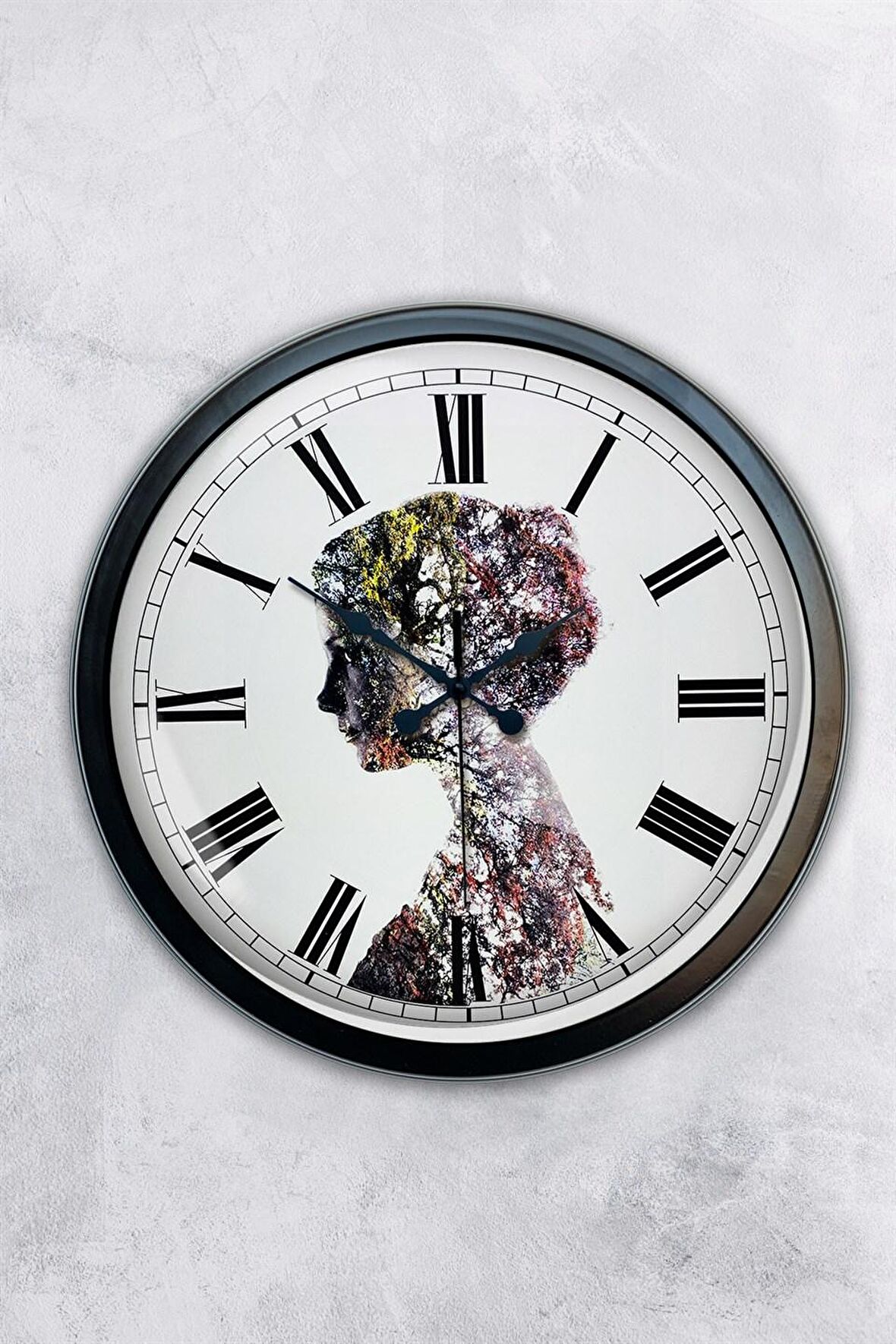 40 Cm Siyah Metal Doğa Duvar Saati