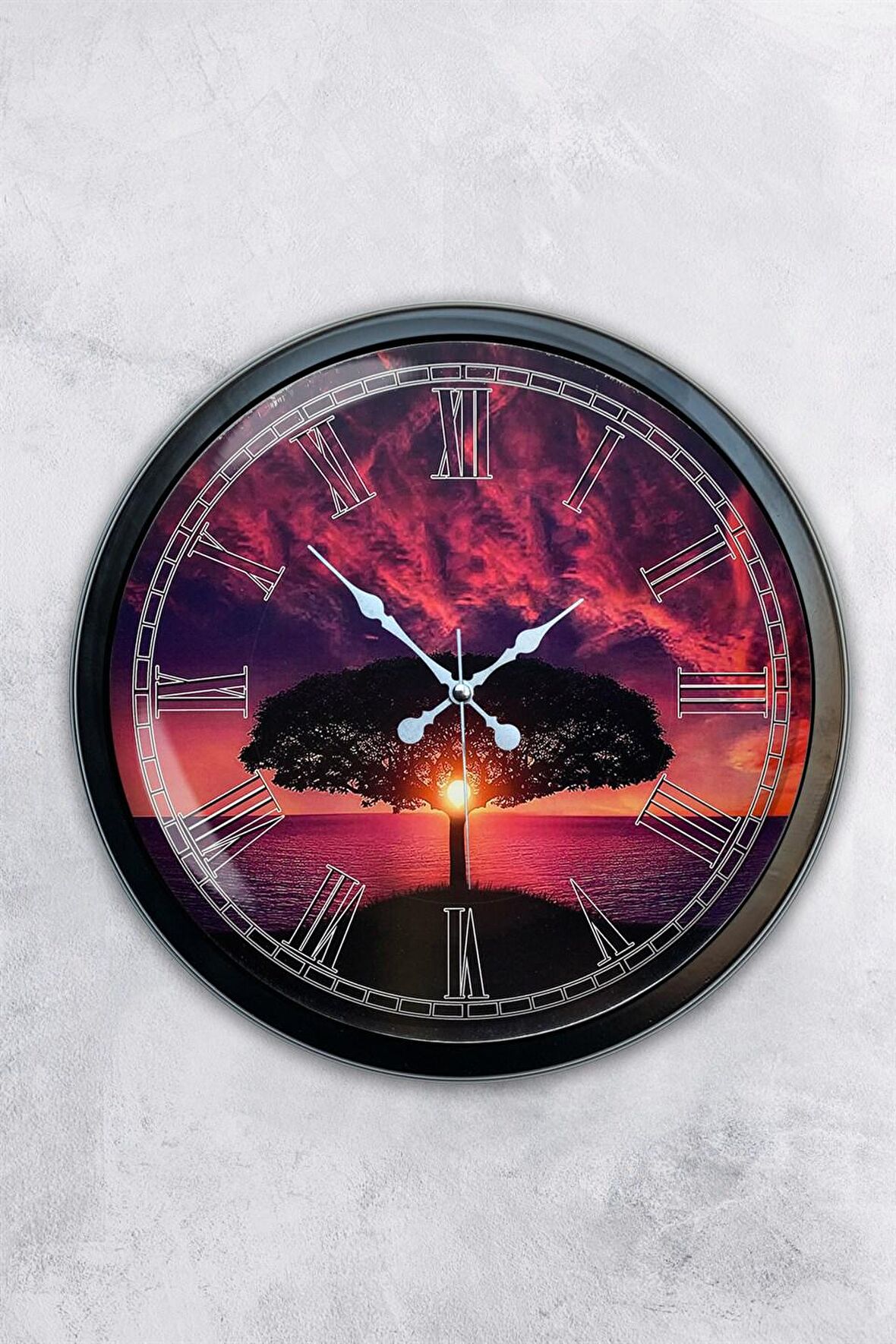 40 Cm Siyah Metal Doğa Duvar Saati