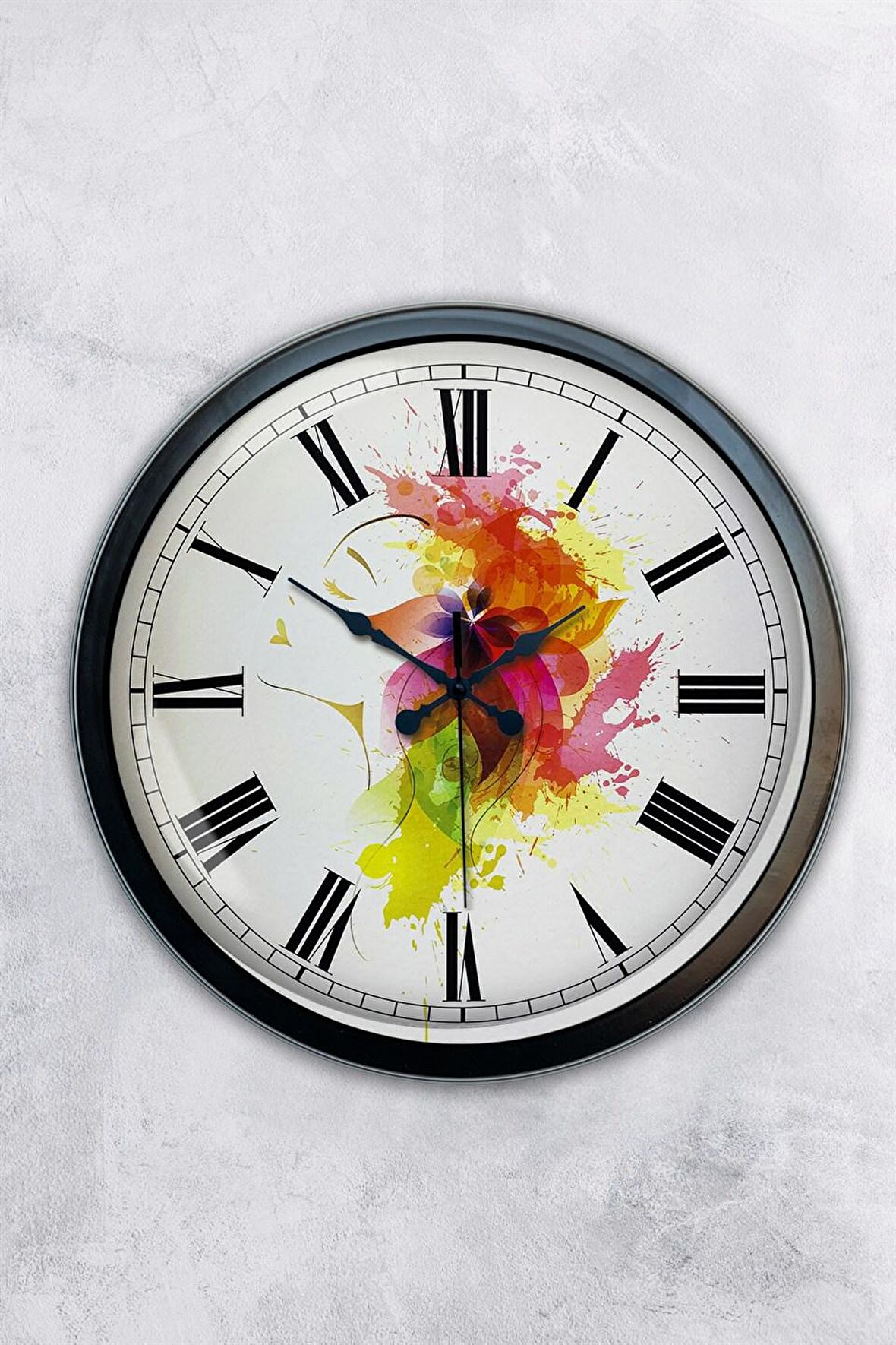 40 Cm Siyah Metal Dizayn Duvar Saati