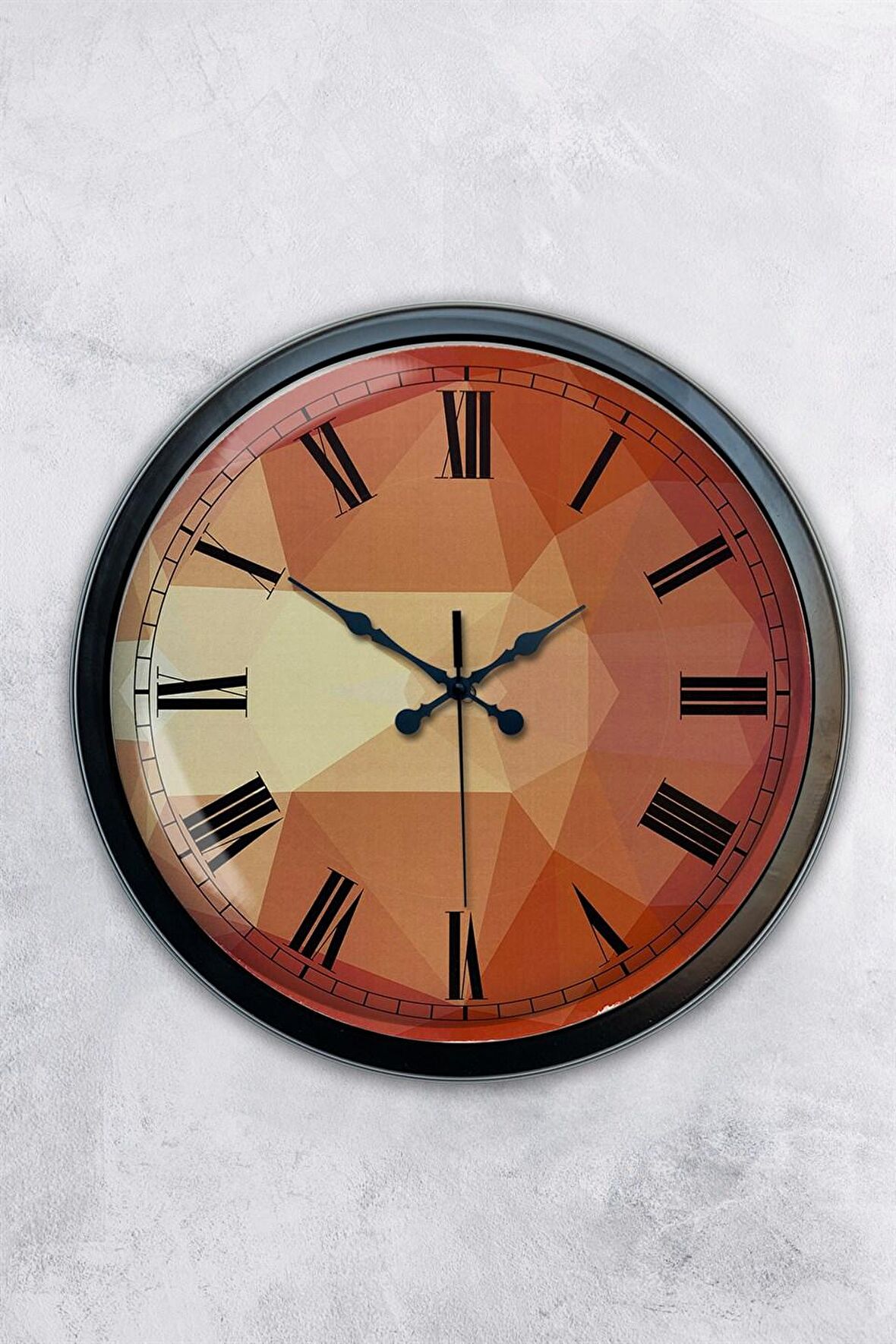 40 Cm Siyah Metal Desenli Duvar Saati