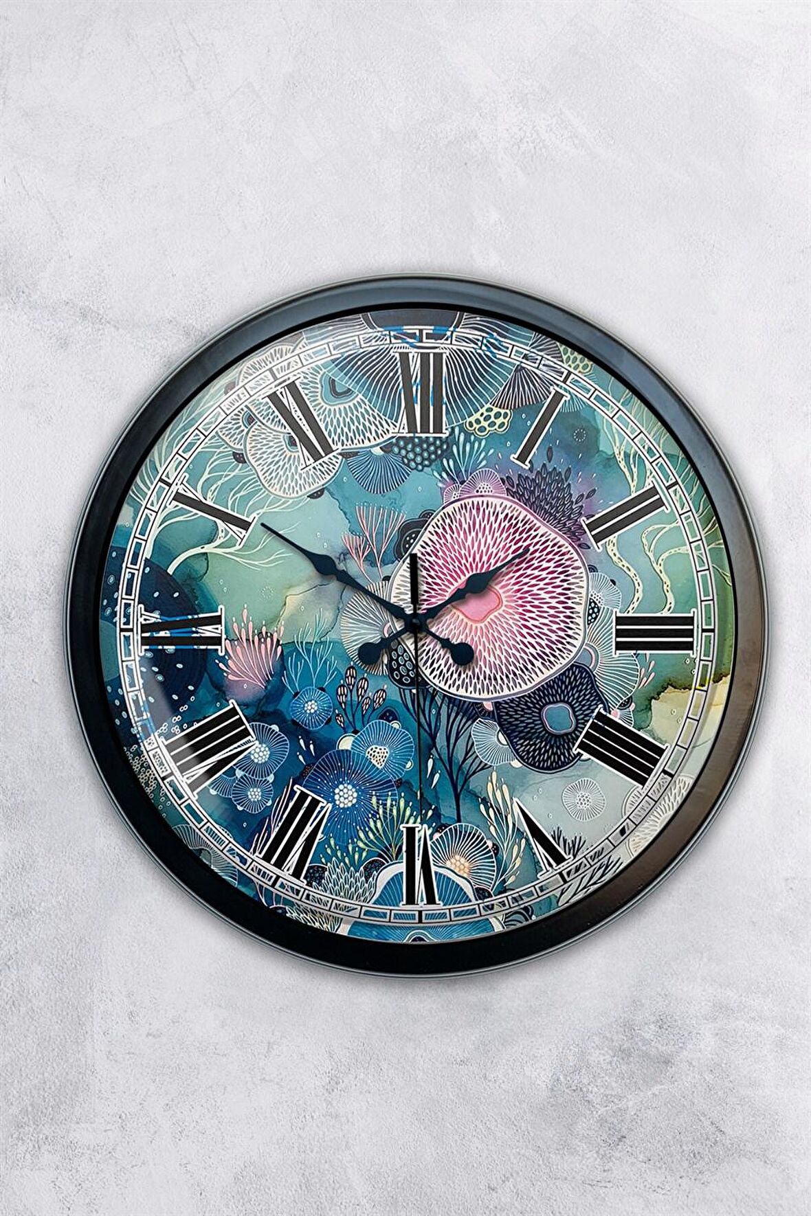 40 Cm Siyah Metal Deniz Duvar Saati