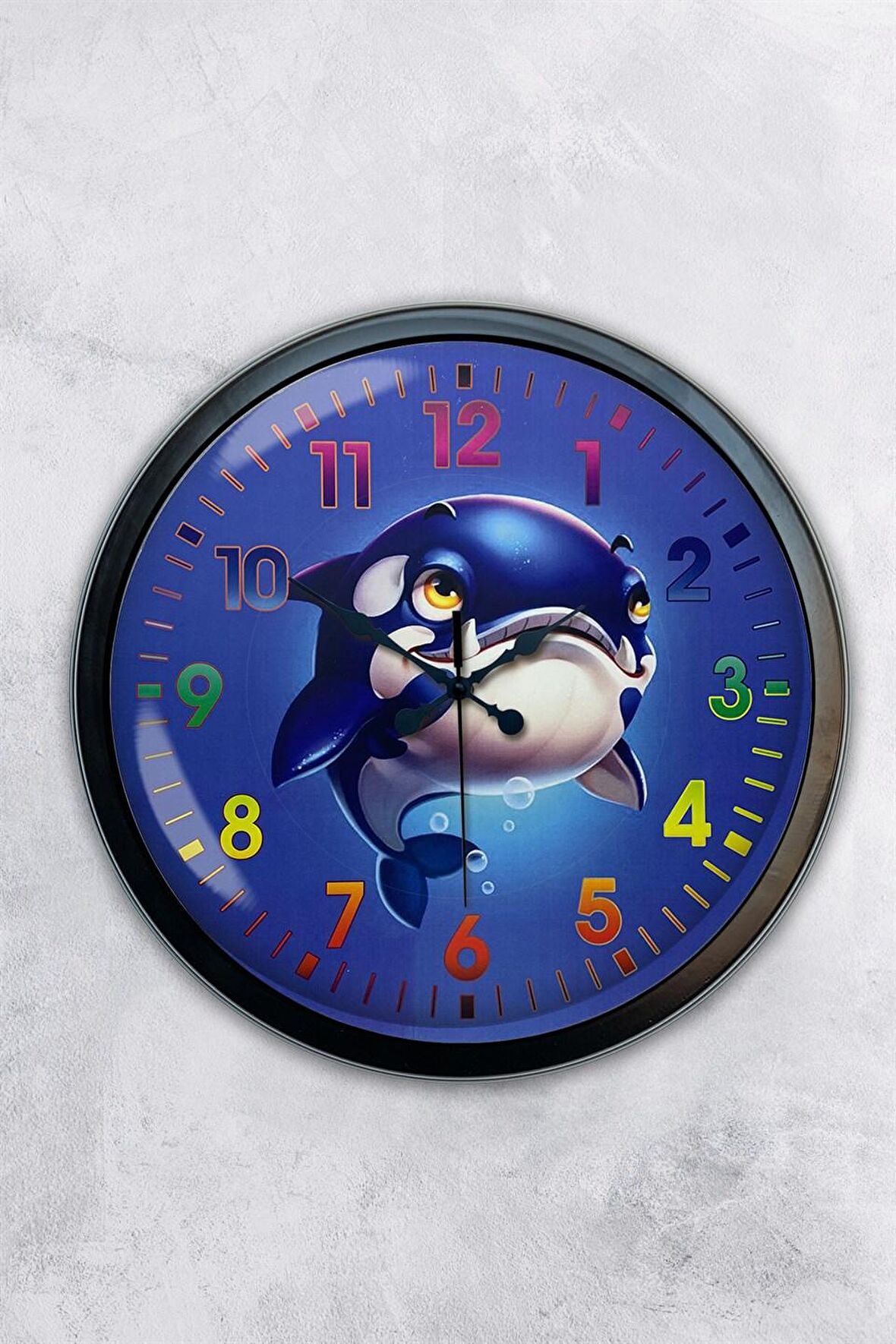 40 Cm Siyah Metal Deniz Çocuk Duvar Saati