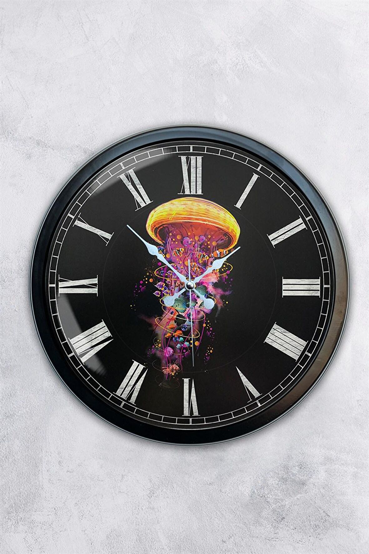 40 Cm Siyah Metal Deniz Anası Duvar Saati