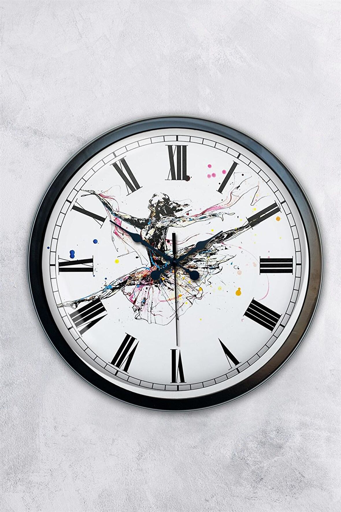 40 Cm Siyah Metal Dans Duvar Saati