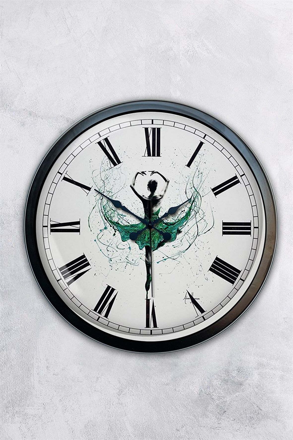 40 Cm Siyah Metal Dans Duvar Saati