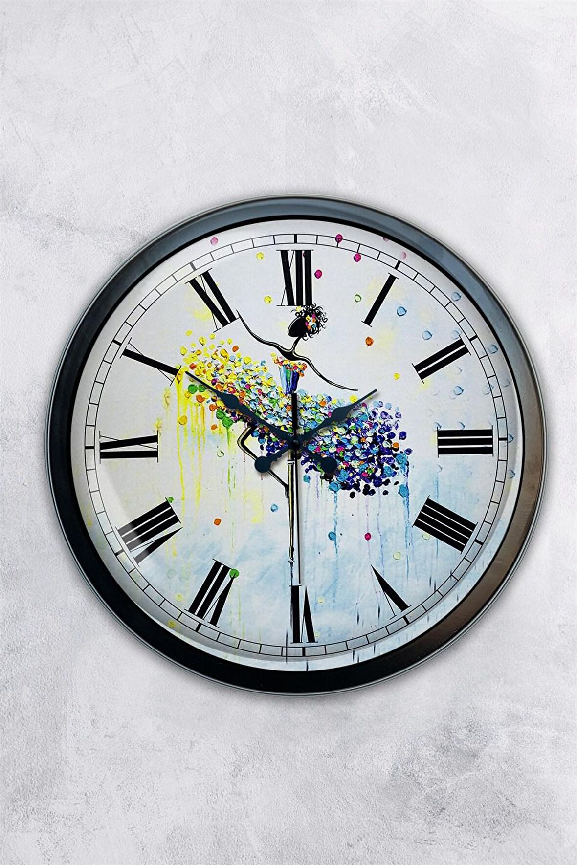 40 Cm Siyah Metal Dance Duvar Saati