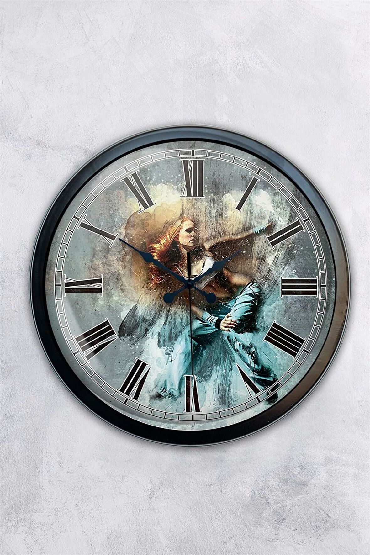 40 Cm Siyah Metal Dance Duvar Saati