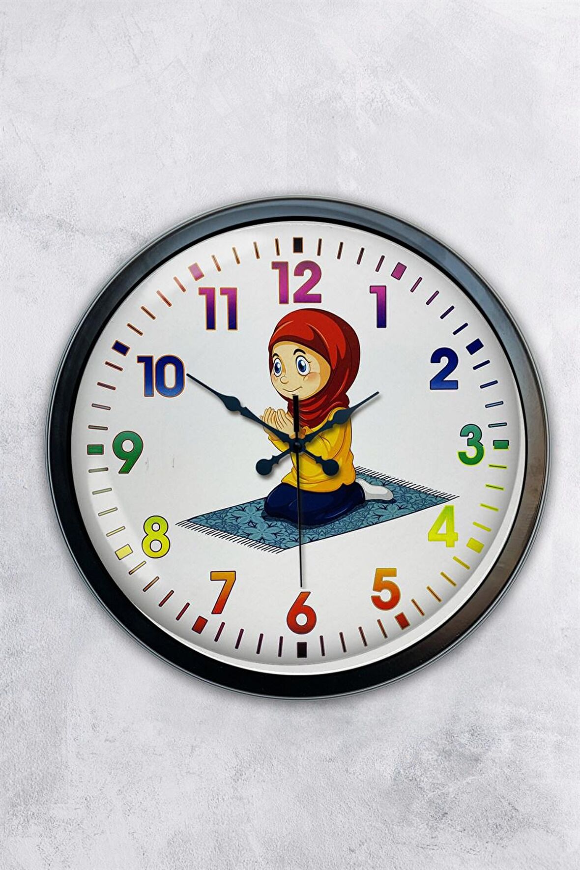 40 Cm Siyah Metal Çocuk Odası Duvar Saati