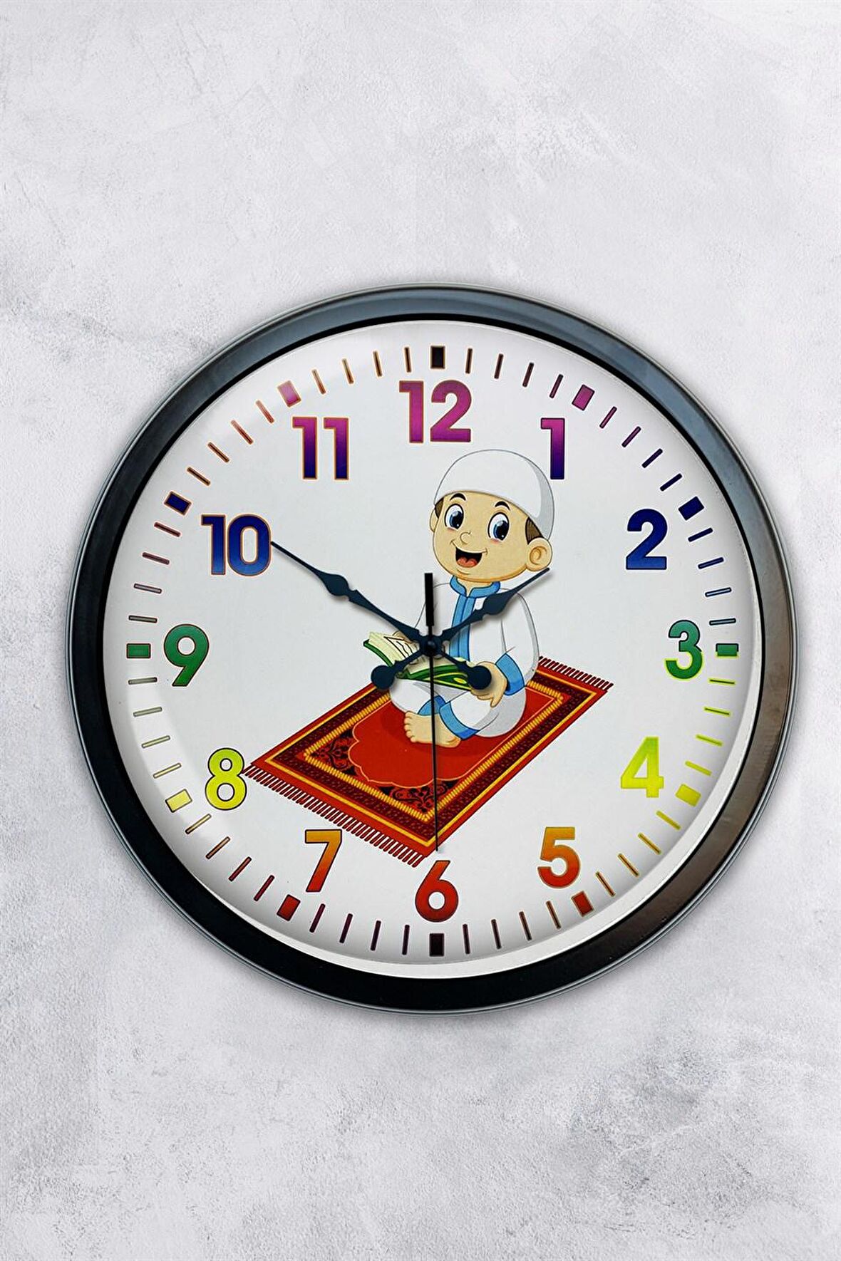 40 Cm Siyah Metal Çocuk Odası Duvar Saati