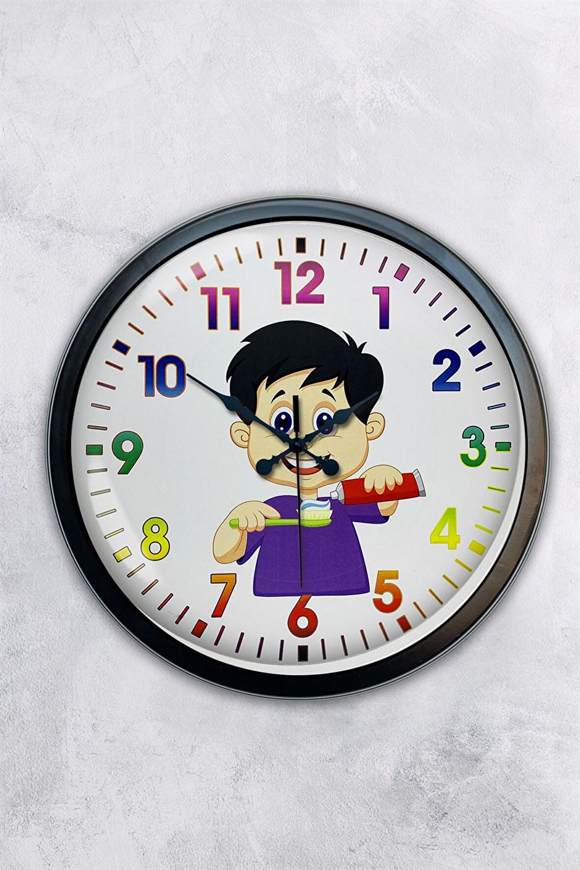 40 Cm Siyah Metal Çocuk Odası Duvar Saati