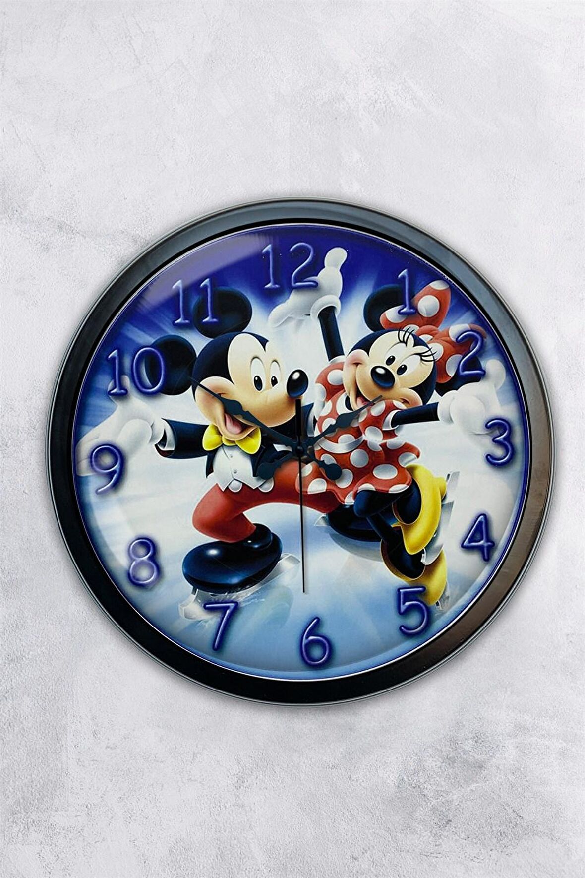 40 Cm Siyah Metal Çocuk Duvar Saati