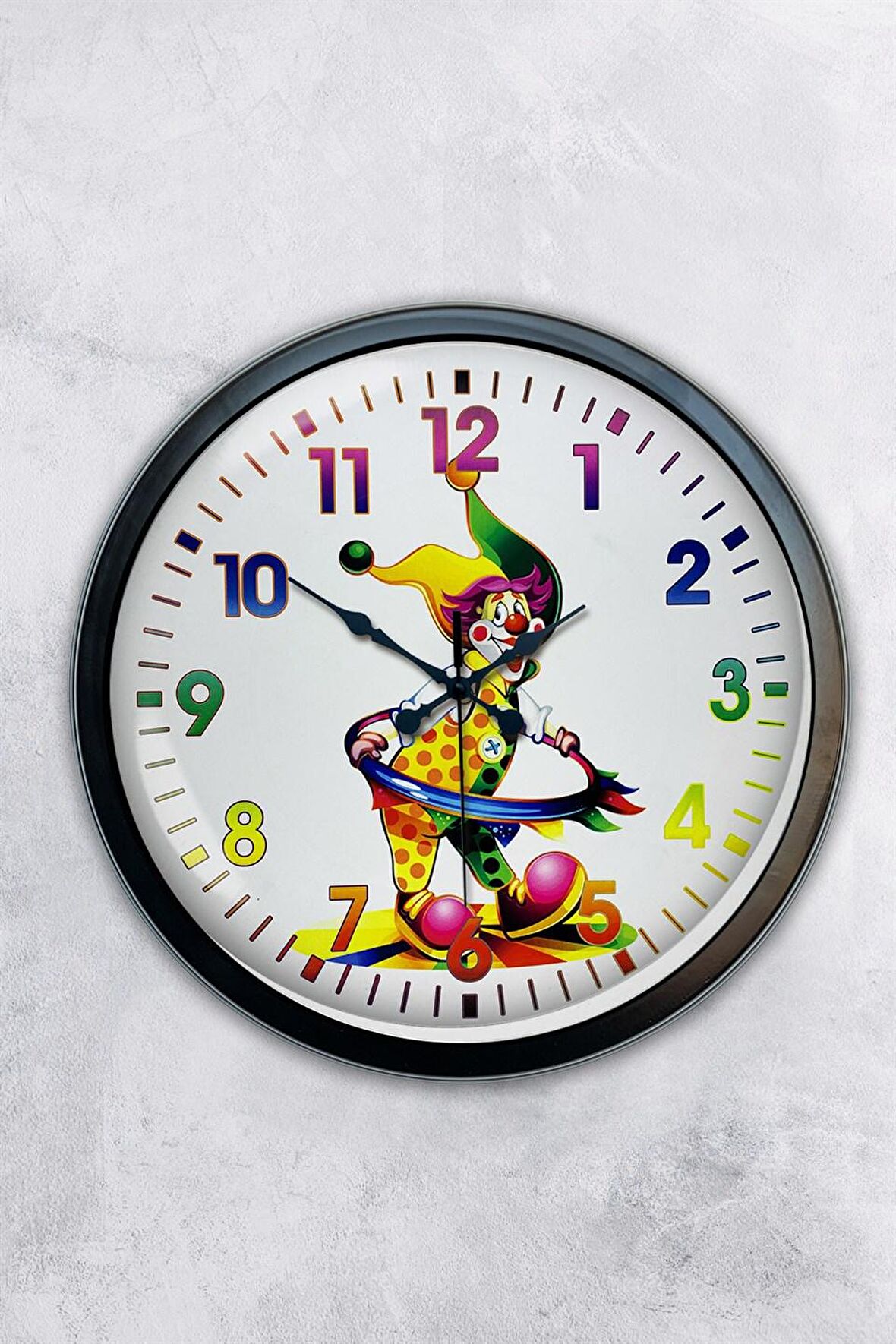 40 Cm Siyah Metal Çocuk Duvar Saati