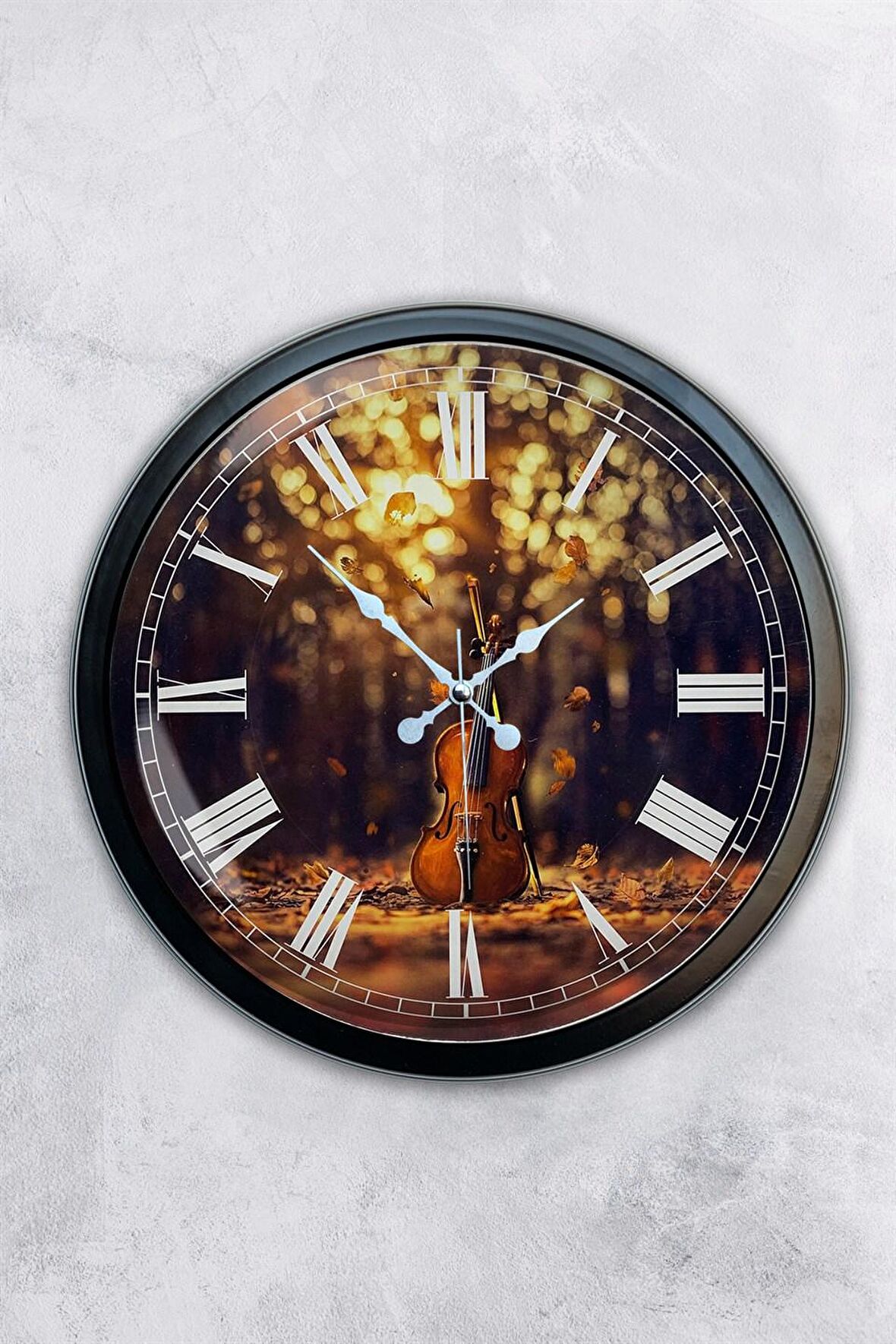 40 Cm Siyah Metal Çello Duvar Saati
