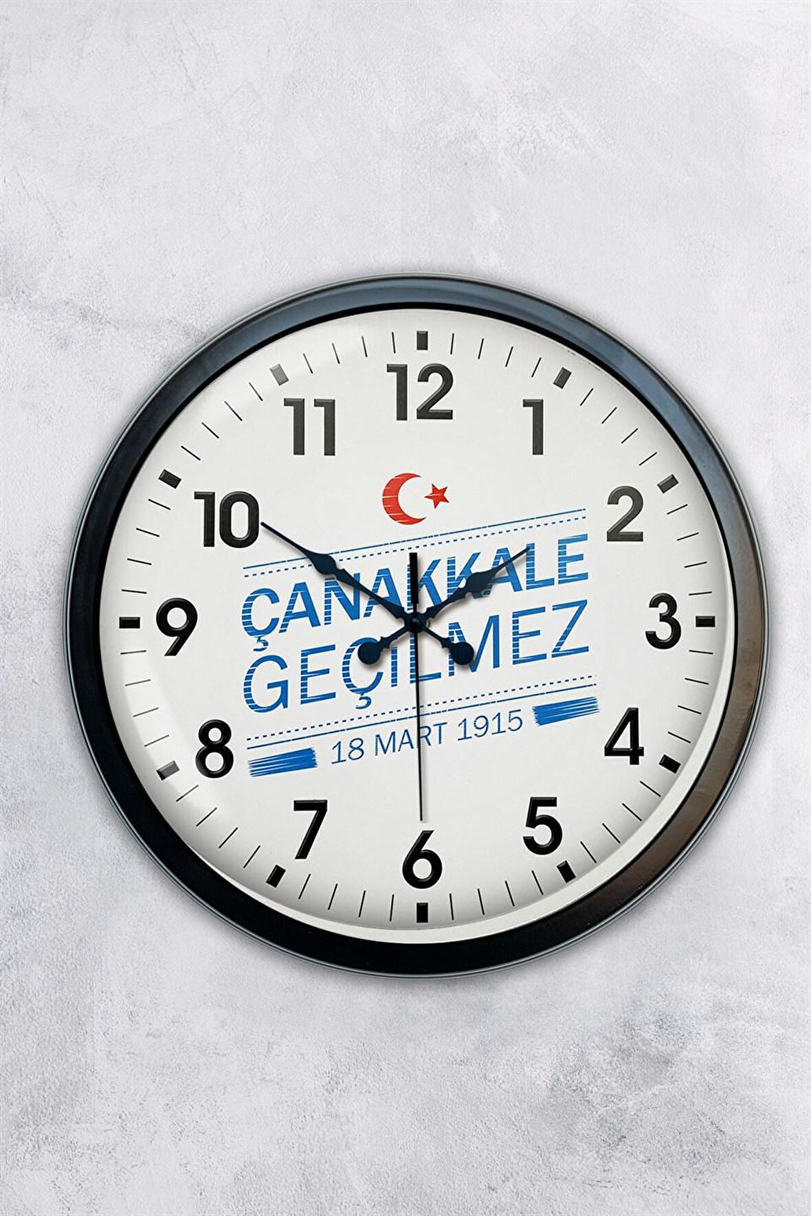 40 Cm Siyah Metal Çanakkale  Duvar Saati