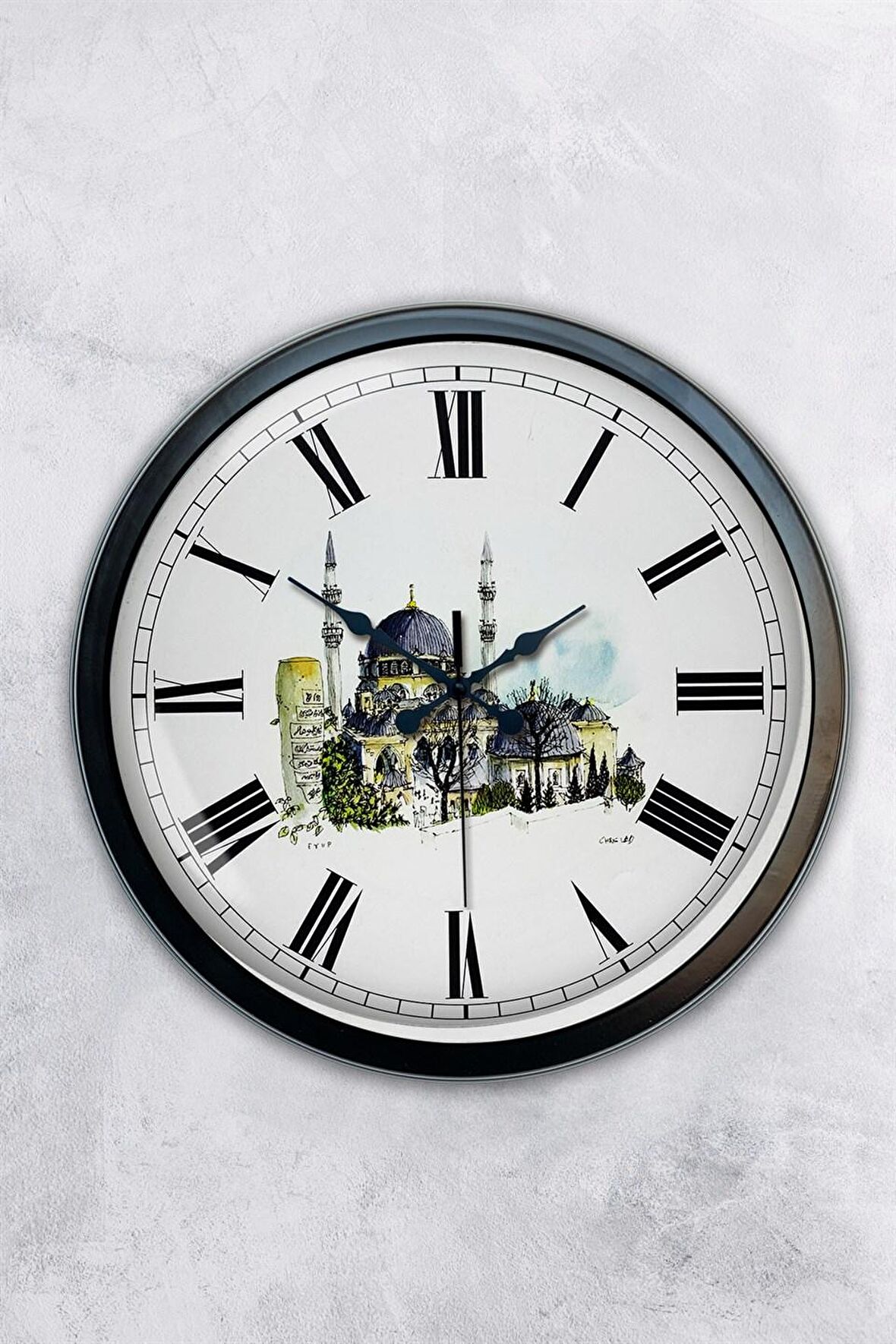 40 Cm Siyah Metal Cami Temalı Duvar Saati